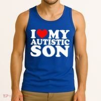 I Love My Autistic Son Gift I Heart My Son With Autism Mom Gift Tank Top thumb 3