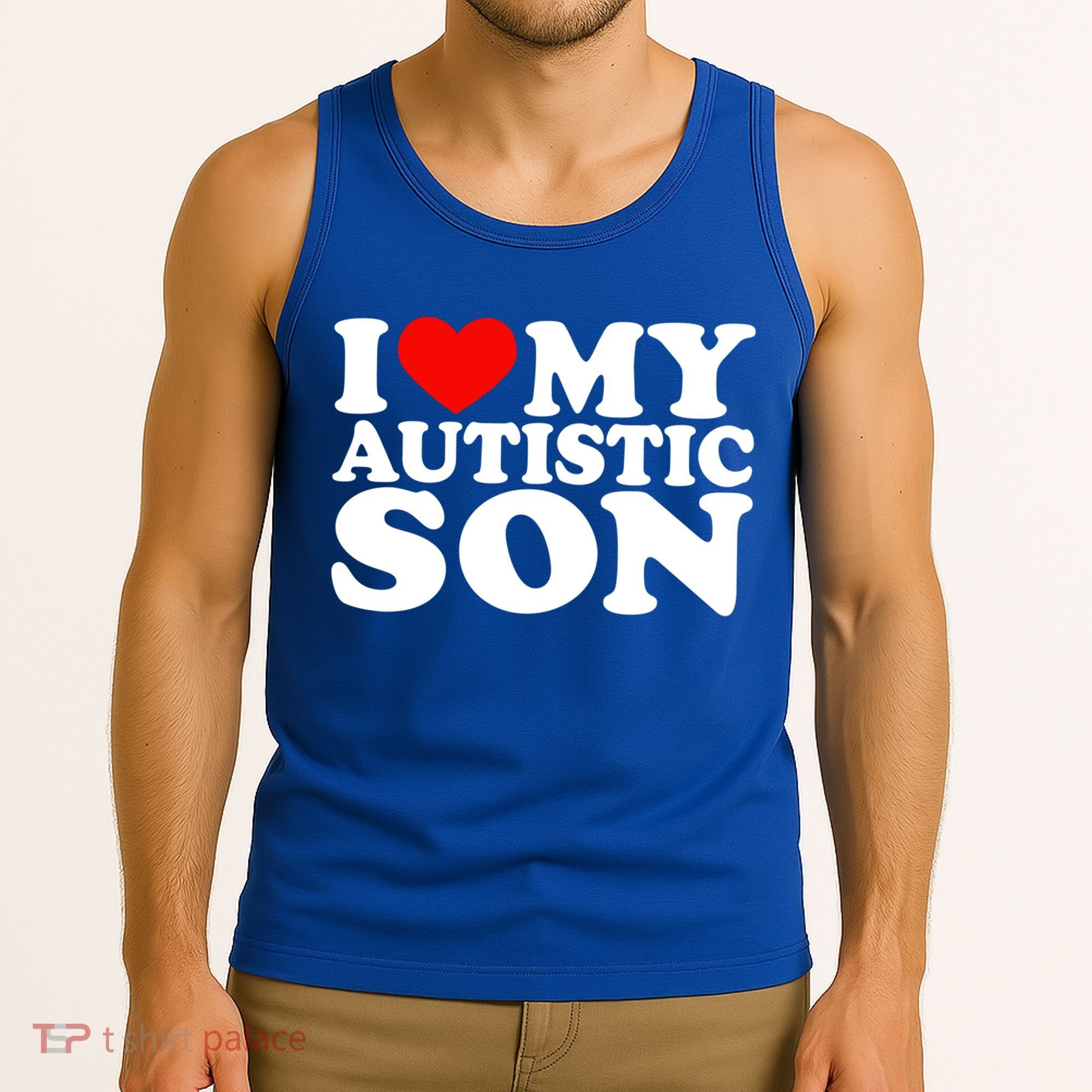 I Love My Autistic Son Gift I Heart My Son With Autism Mom Gift Tank Top
