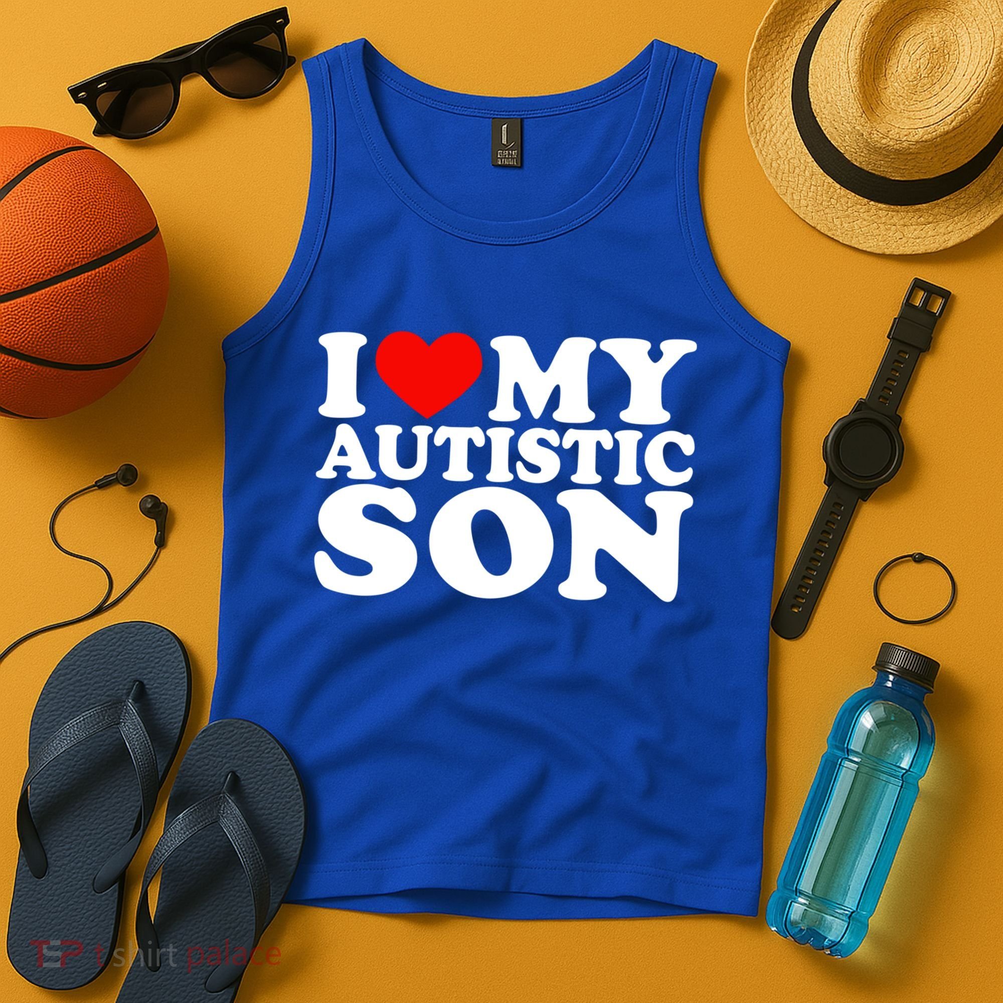 I Love My Autistic Son Gift I Heart My Son With Autism Mom Gift Tank Top