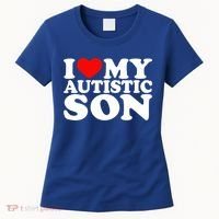 I Love My Autistic Son Gift I Heart My Son With Autism Mom Gift Women's T-Shirt thumb 0