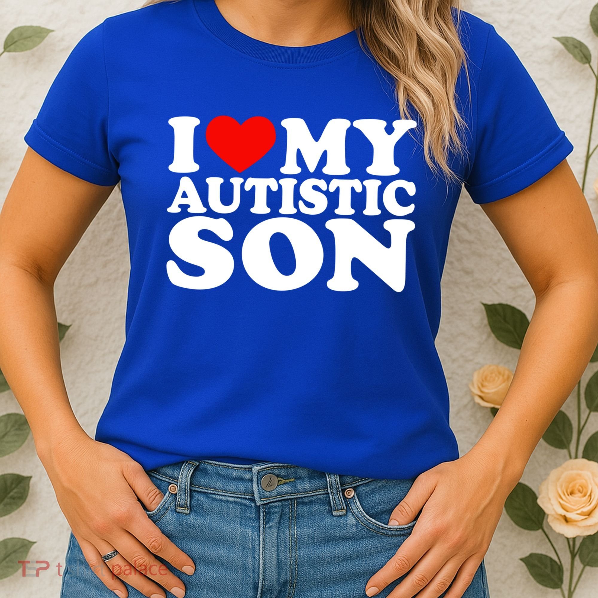I Love My Autistic Son Gift I Heart My Son With Autism Mom Gift Women's T-Shirt