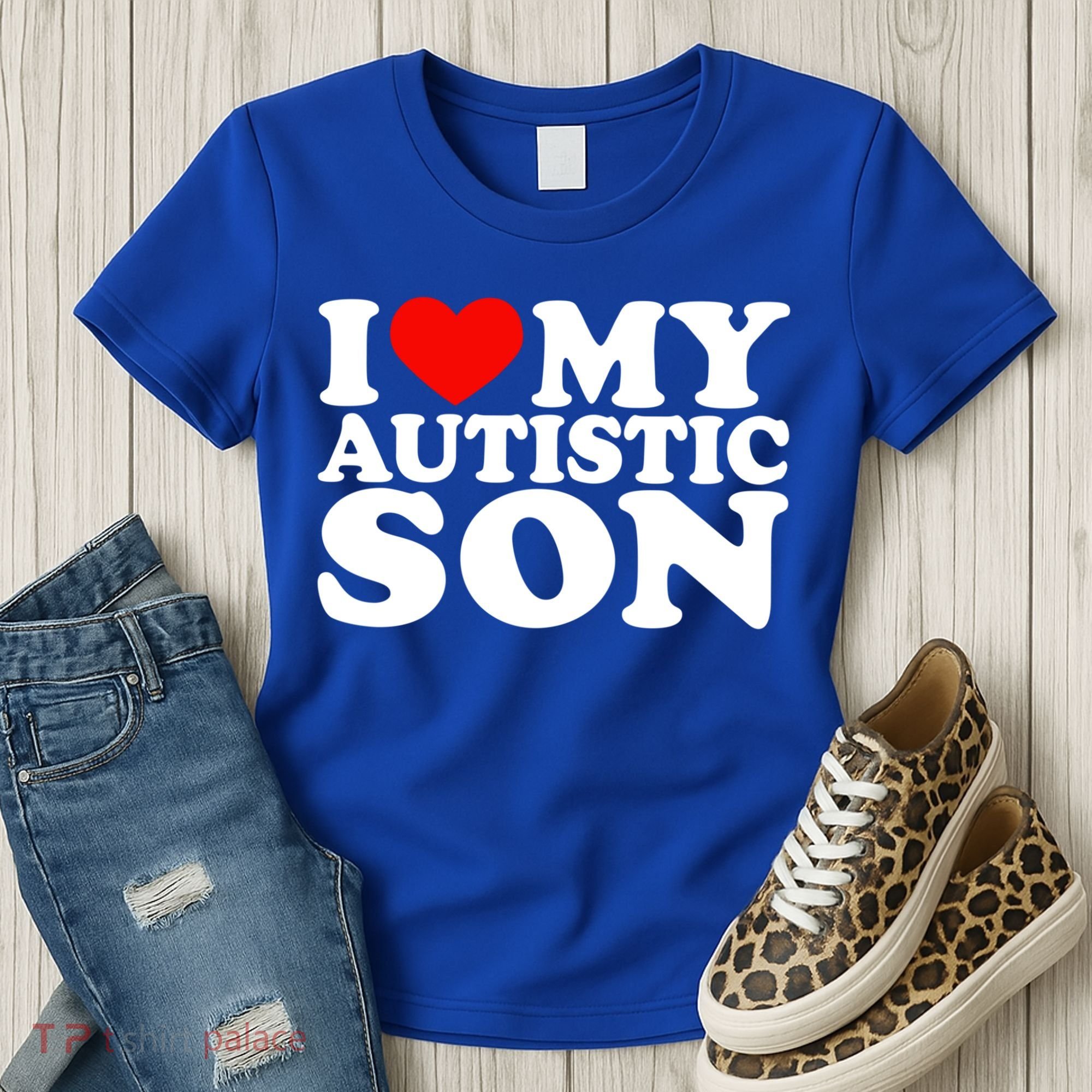 I Love My Autistic Son Gift I Heart My Son With Autism Mom Gift Women's T-Shirt