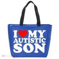 I Love My Autistic Son Gift I Heart My Son With Autism Mom Gift Tote Bag thumb 0