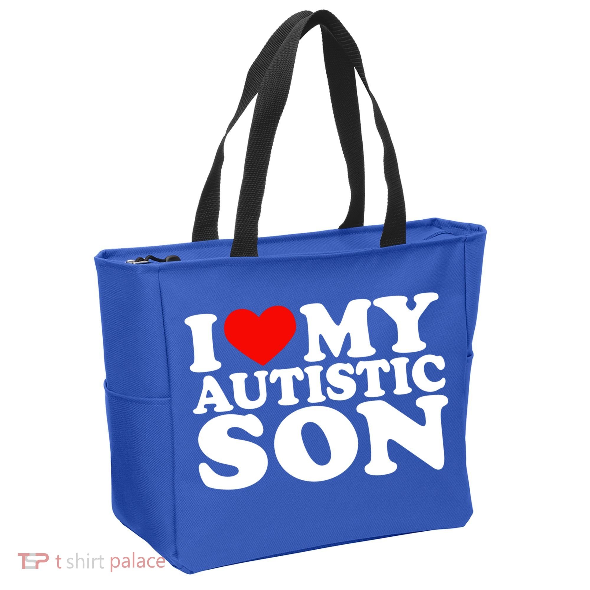 I Love My Autistic Son Gift I Heart My Son With Autism Mom Gift Tote Bag