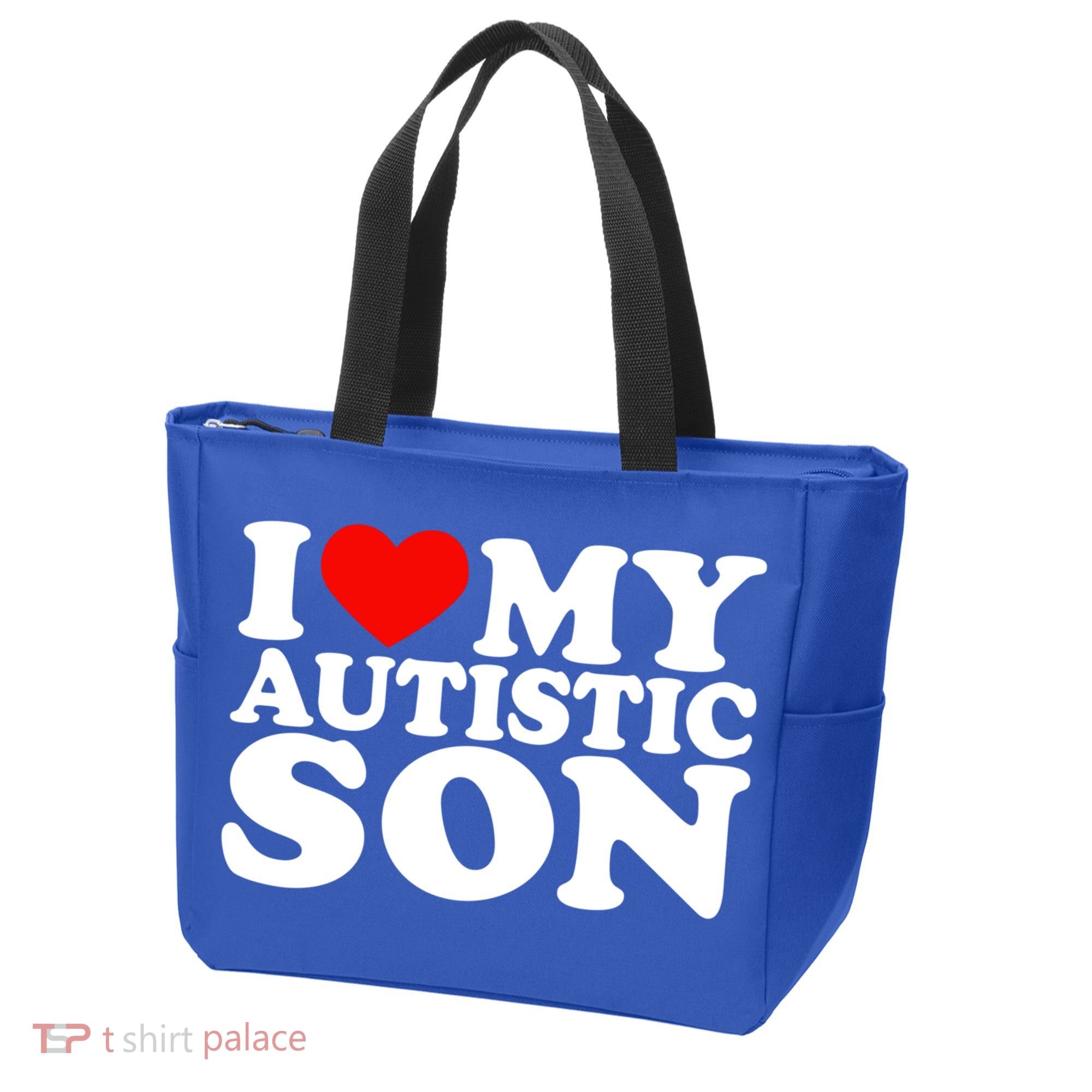 I Love My Autistic Son Gift I Heart My Son With Autism Mom Gift Tote Bag