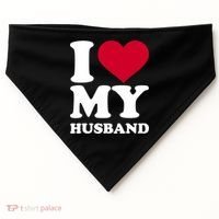 I Love My Husband TShirt USA-Made Doggie Bandana thumb 0