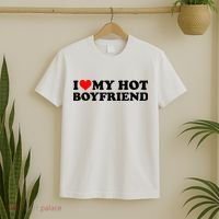 I Love My Hot Boyfriend BF I Heart My Hot Boyfriend White T-Shirt thumb 2