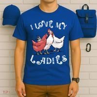 I Love My Ladies Chicken Farmer Crazy Lady Christmas Gift T-Shirt thumb 6