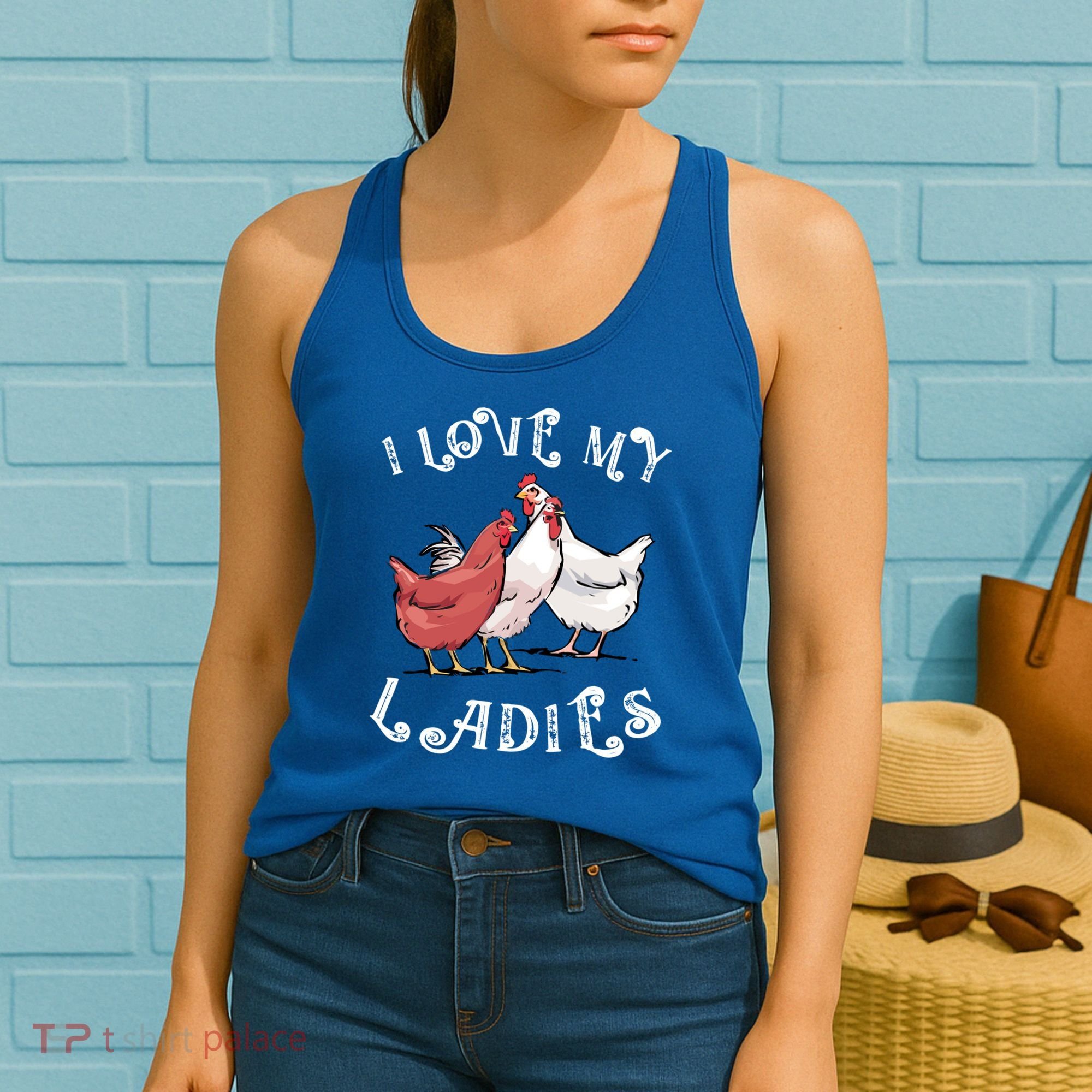 I Love My Ladies Chicken Farmer Crazy Lady Christmas Gift Women's Tank Top