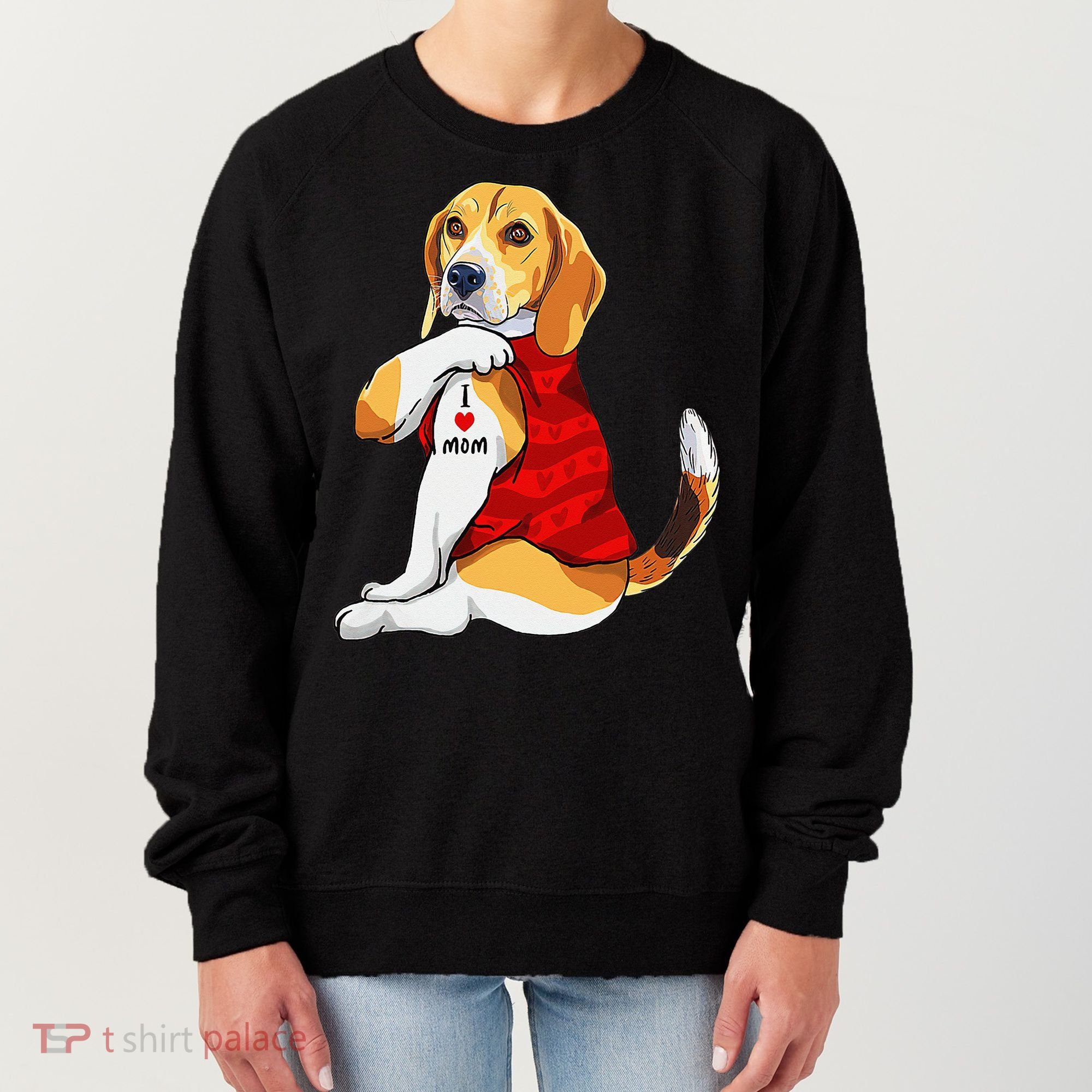 I Love Mom Tattoo Beagle Dog Lover Women's Sweatshirt