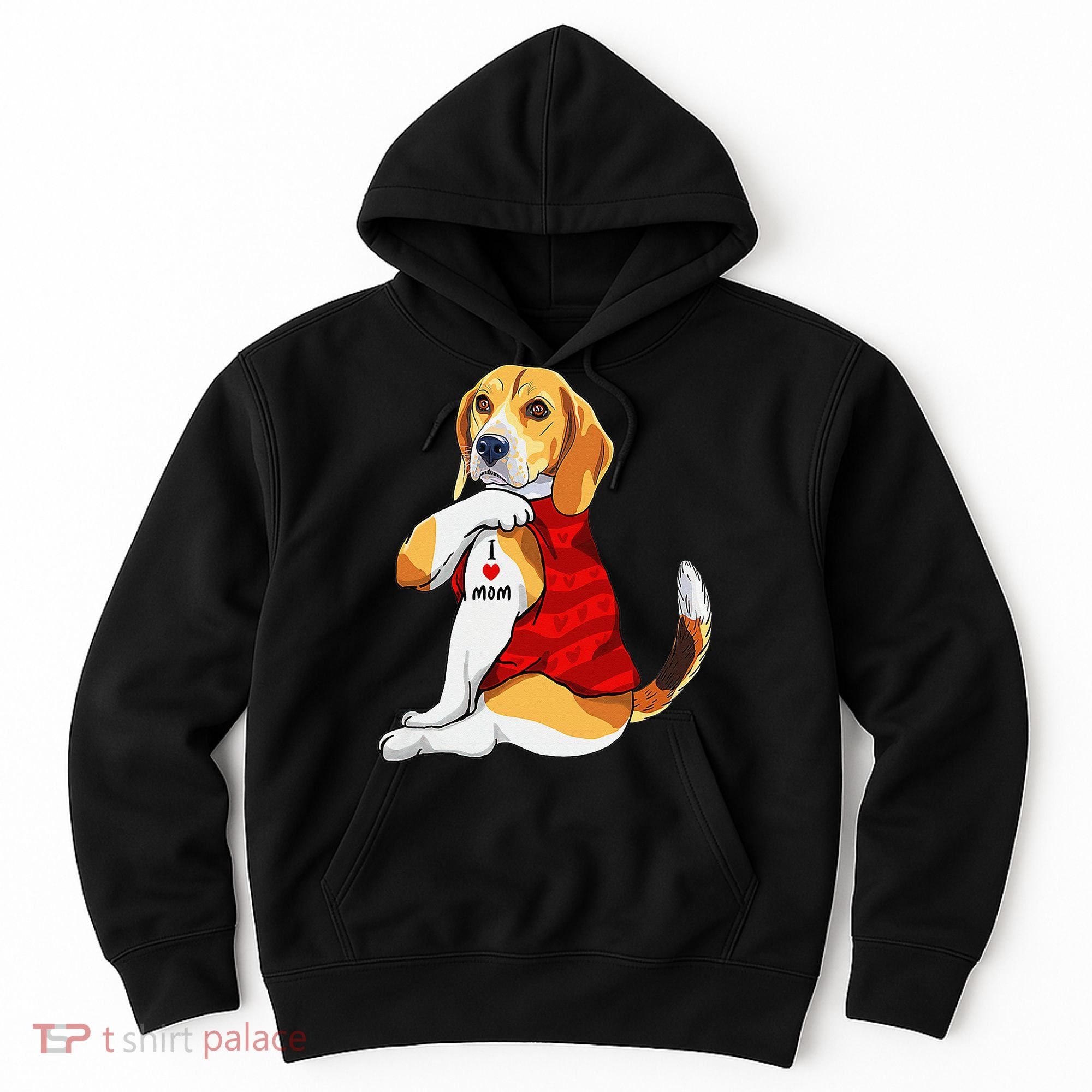 I Love Mom Tattoo Beagle Dog Lover Hoodie
