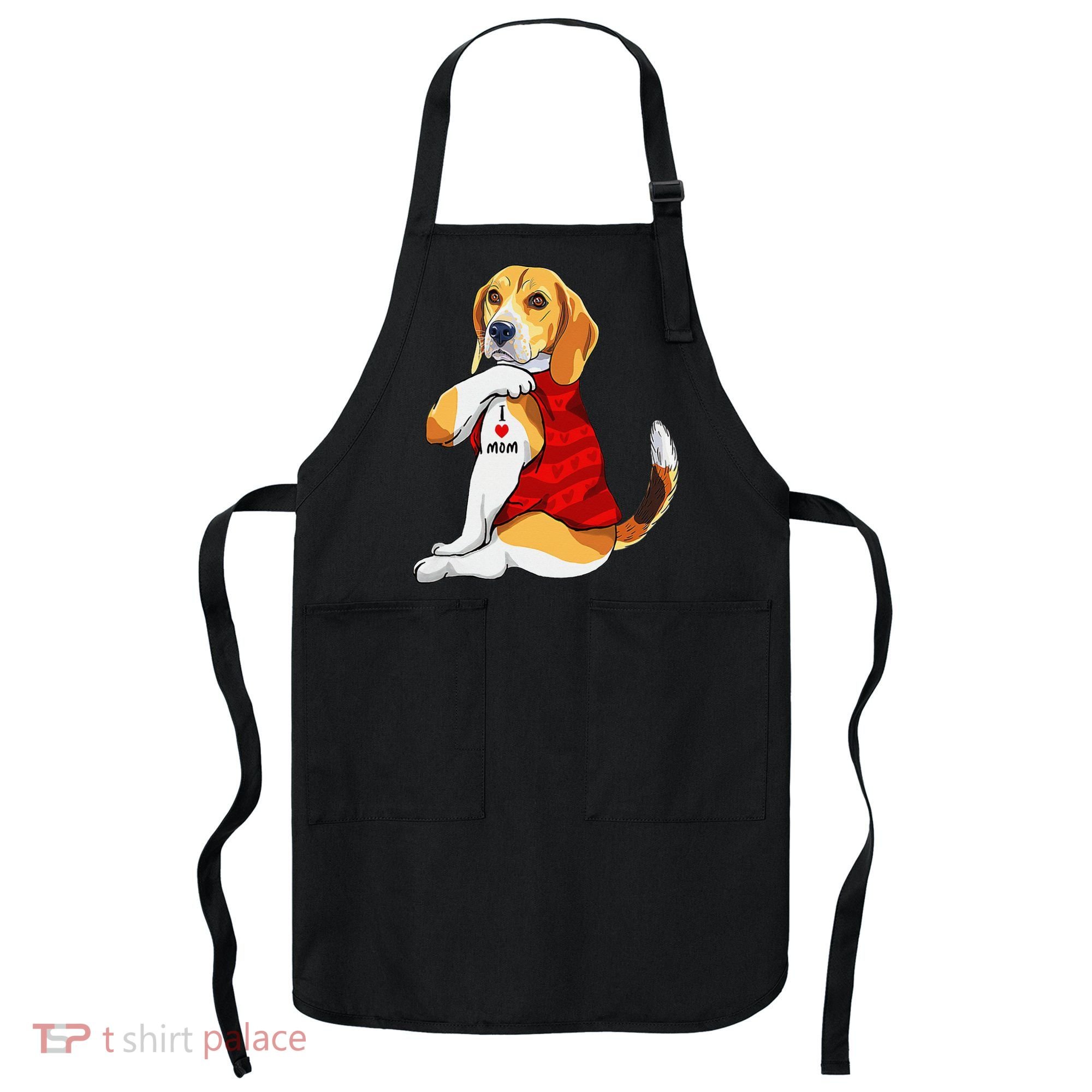 I Love Mom Tattoo Beagle Dog Lover Apron