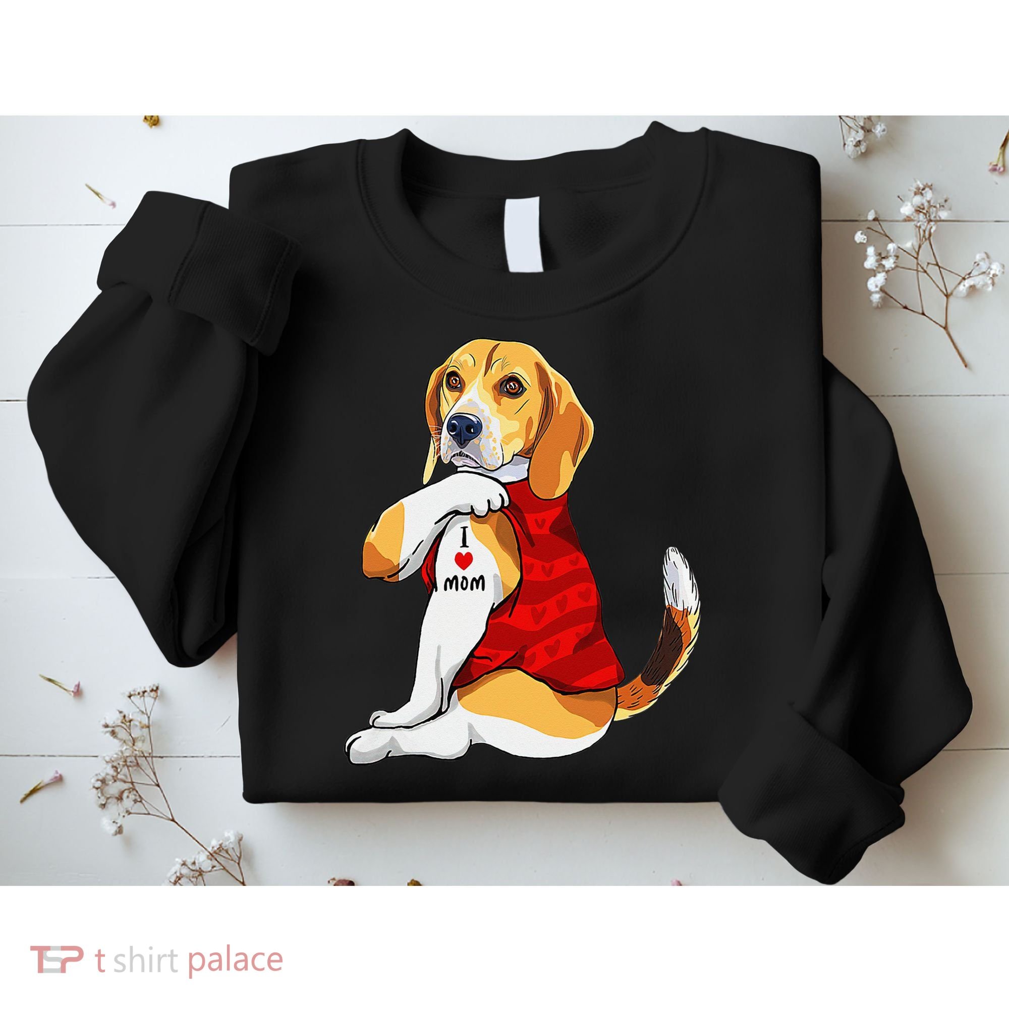 I Love Mom Tattoo Beagle Dog Lover Sweatshirt