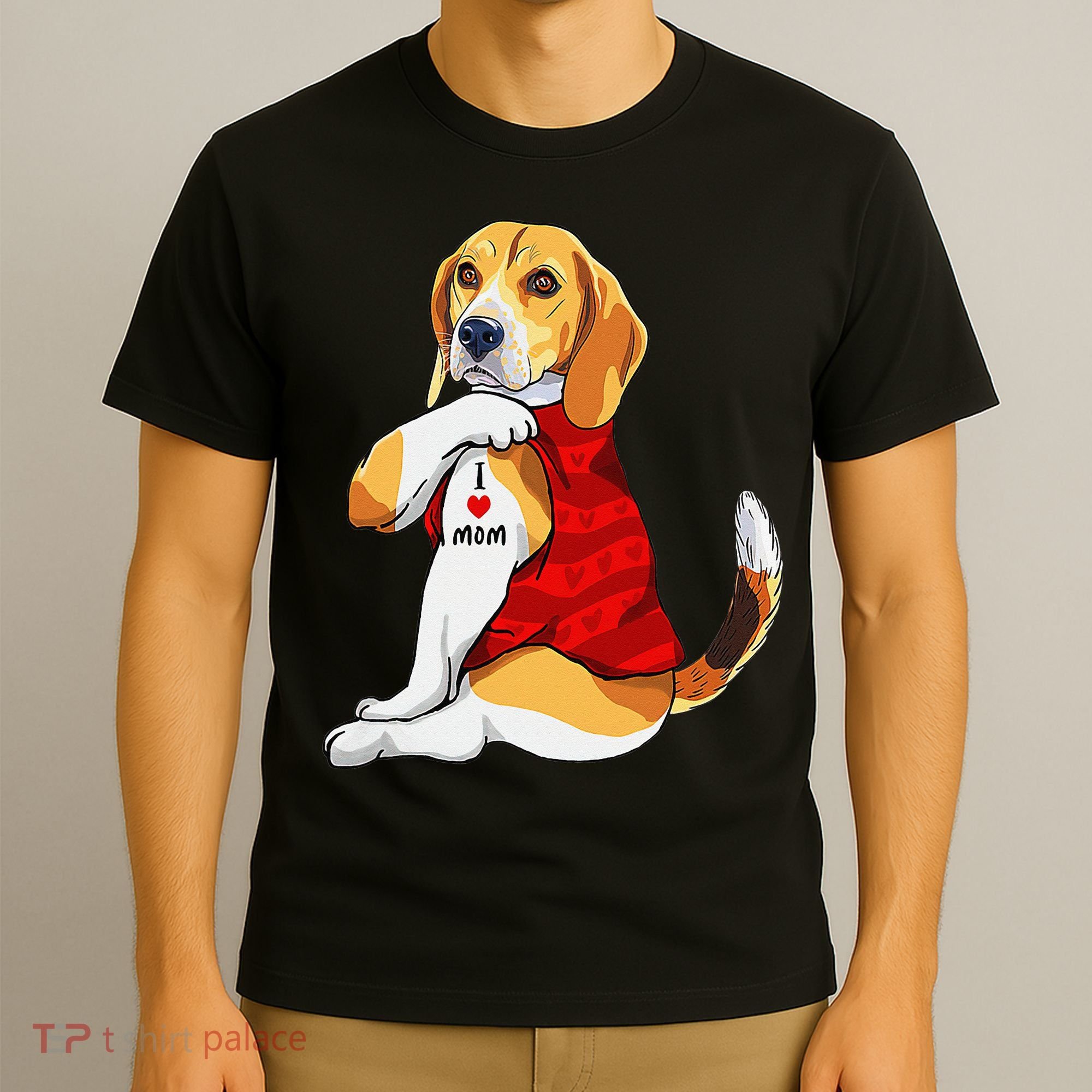 I Love Mom Tattoo Beagle Dog Lover T-Shirt