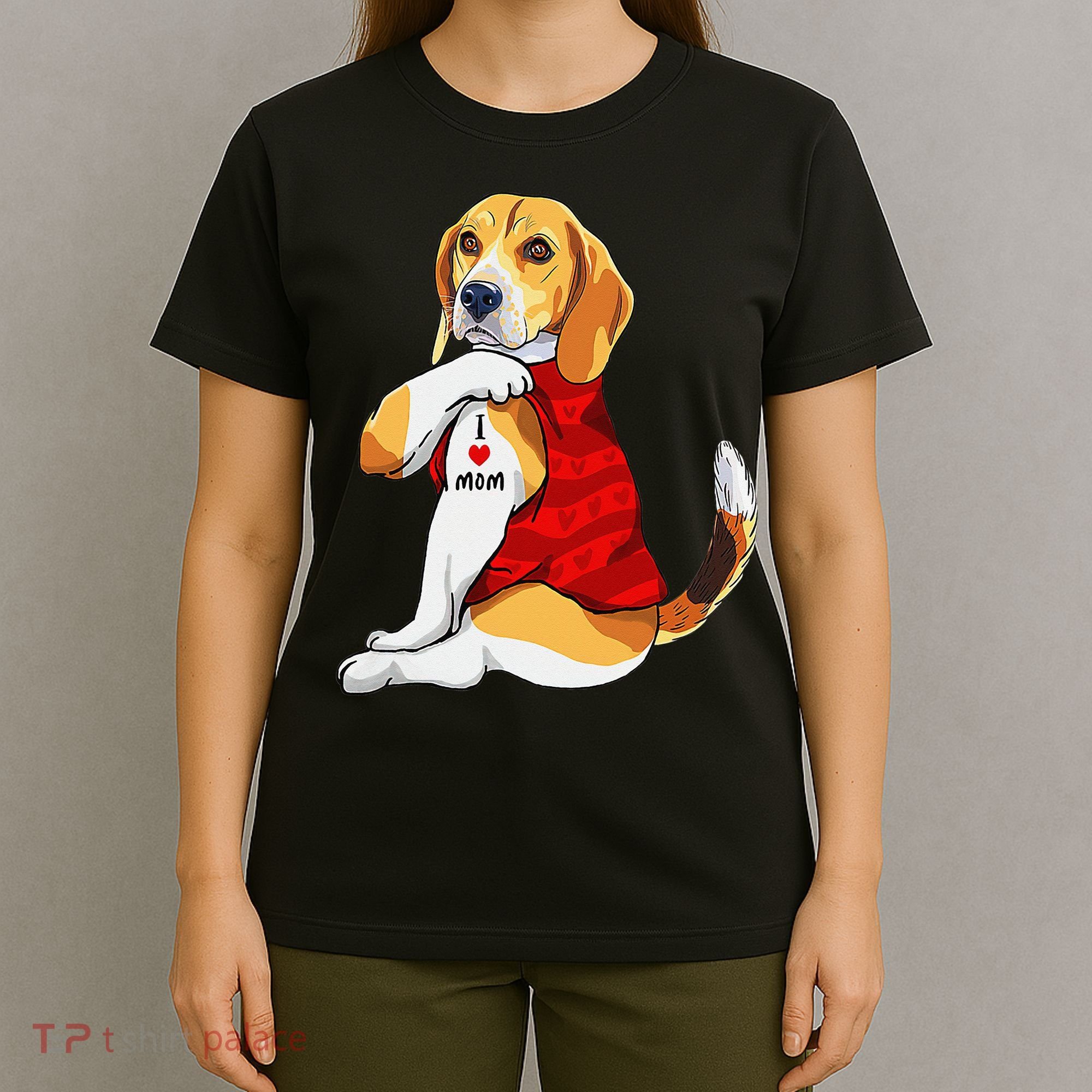 I Love Mom Tattoo Beagle Dog Lover T-Shirt