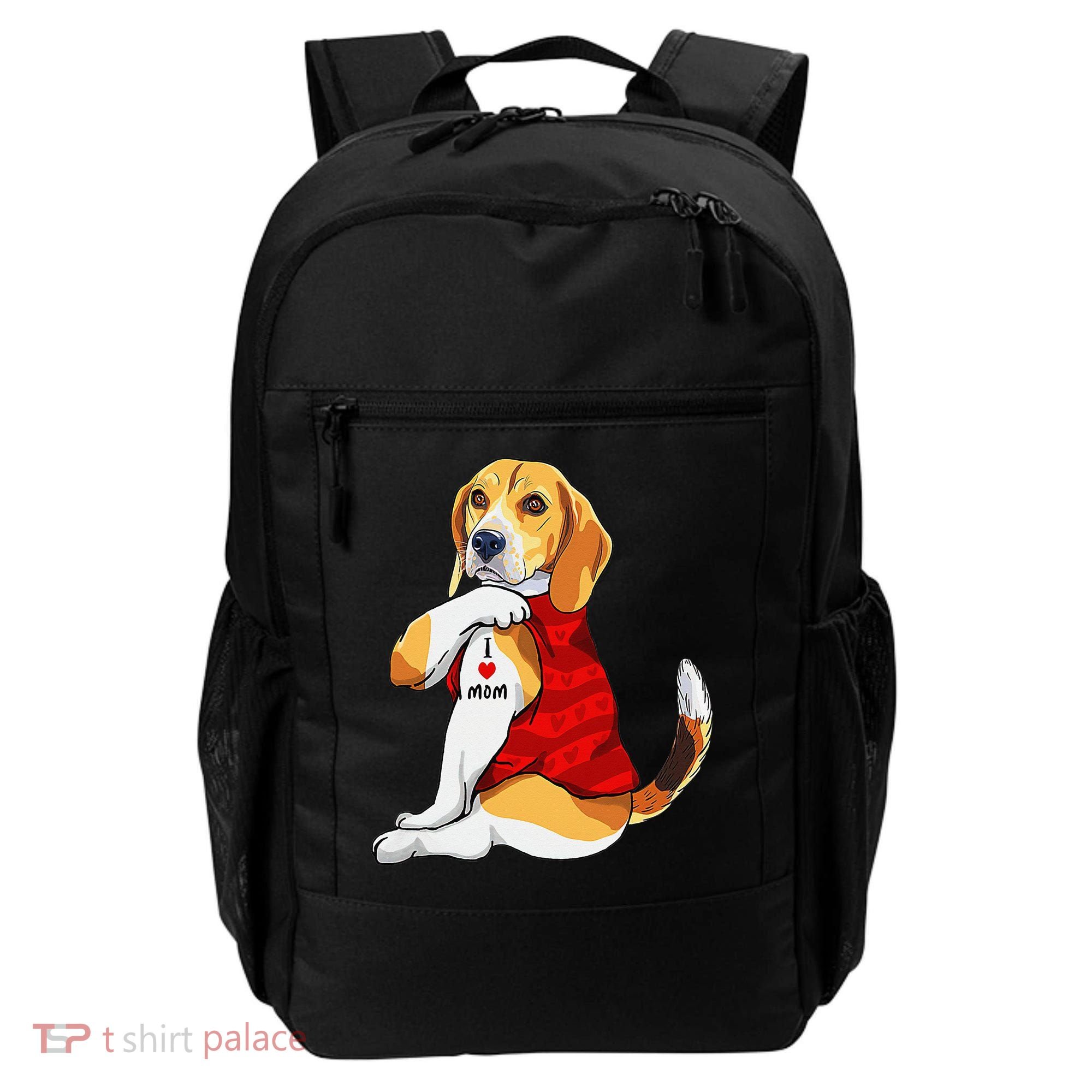 I Love Mom Tattoo Beagle Dog Lover Backpack