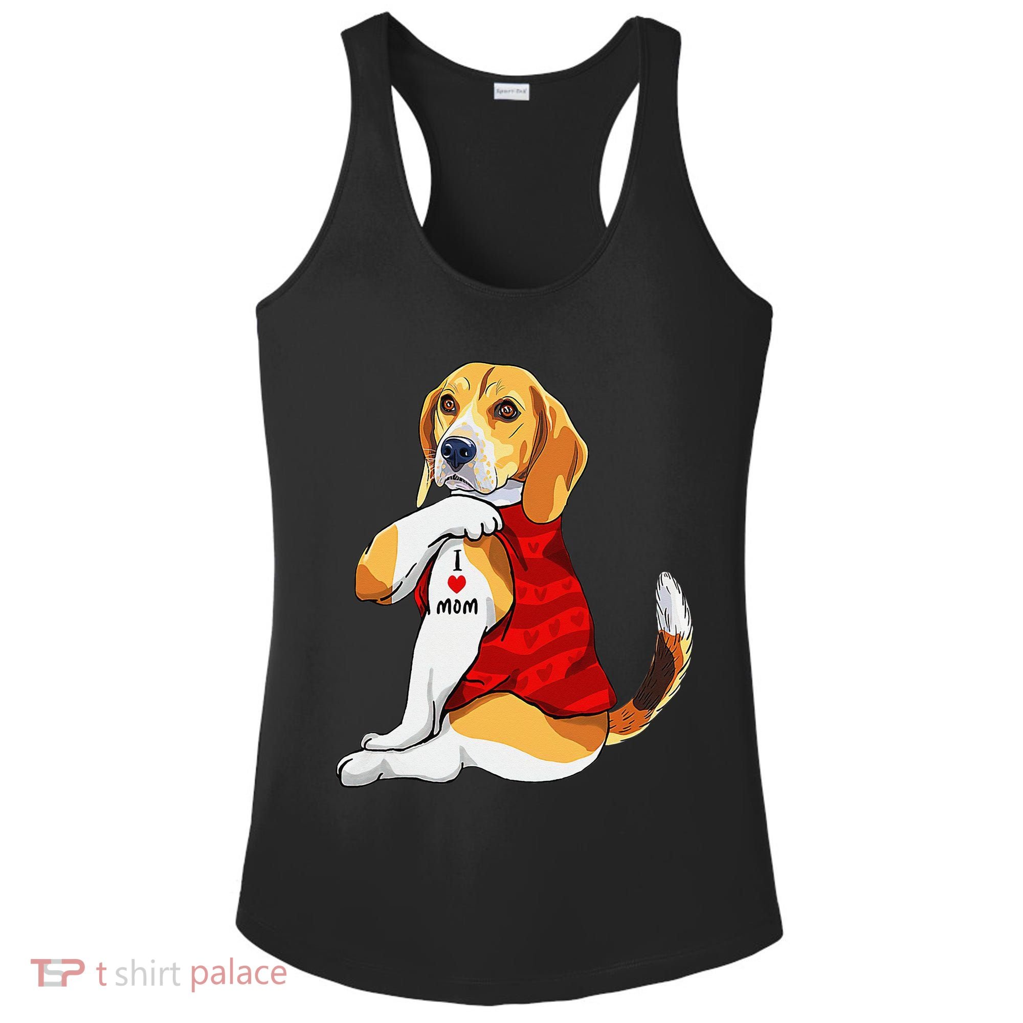 I Love Mom Tattoo Beagle Dog Lover Ladies PosiCharge Competitor Racerback Tank
