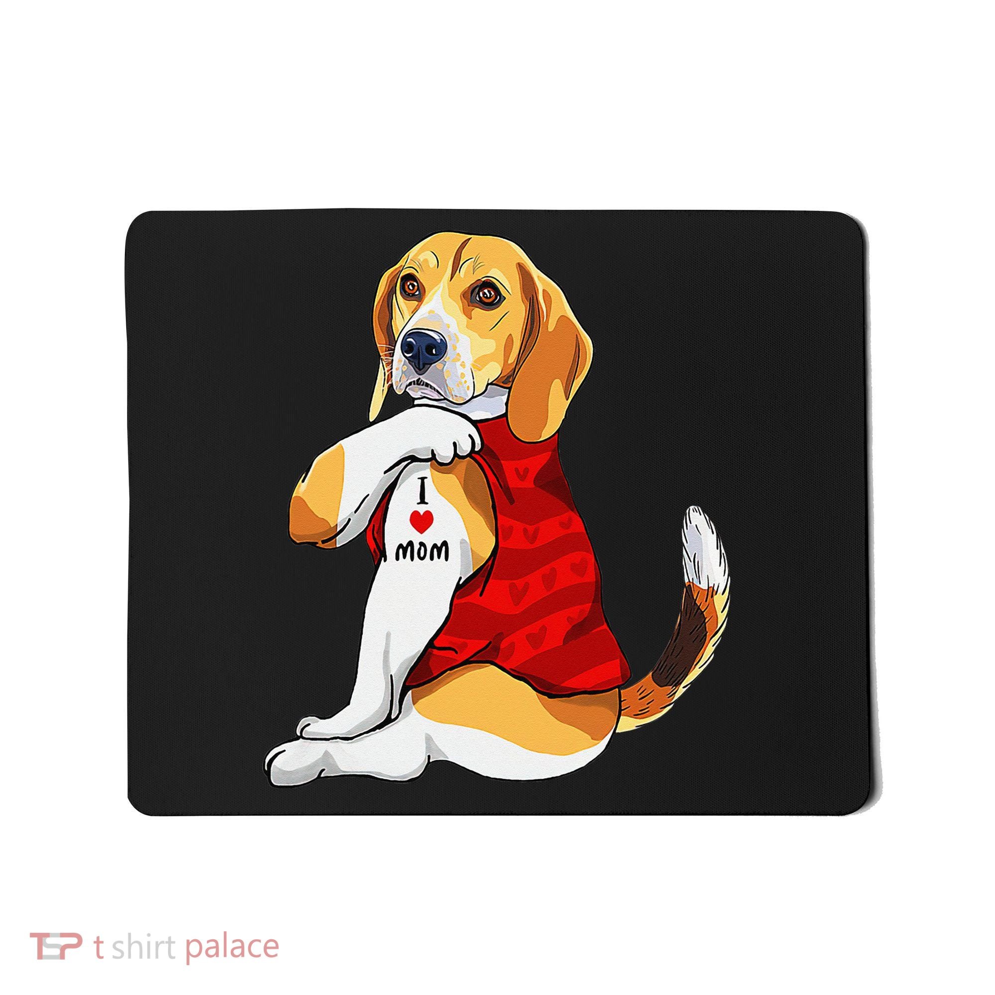 I Love Mom Tattoo Beagle Dog Lover Mousepad