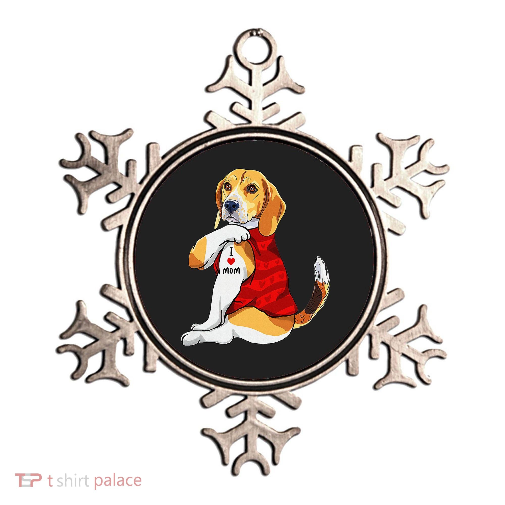 I Love Mom Tattoo Beagle Dog Lover Ornament