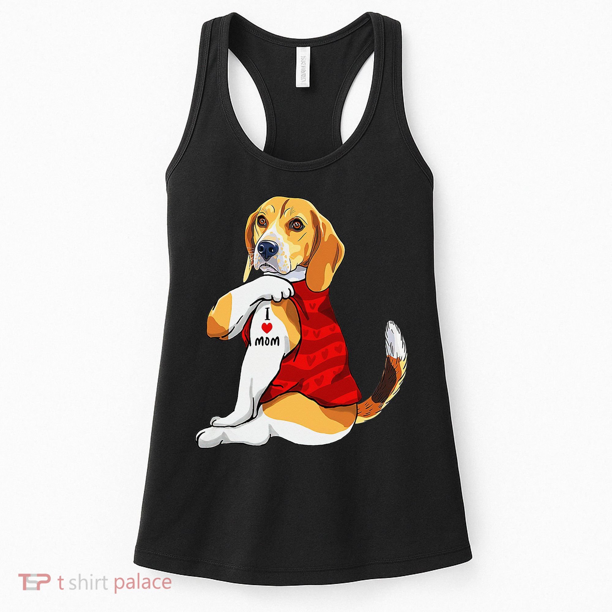 I Love Mom Tattoo Beagle Dog Lover Women's Tank Top