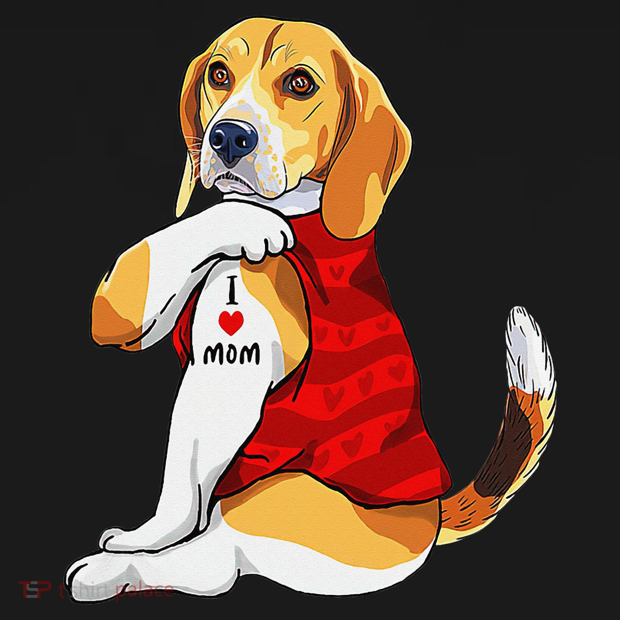 I Love Mom Tattoo Beagle Dog Lover Women's Tank Top