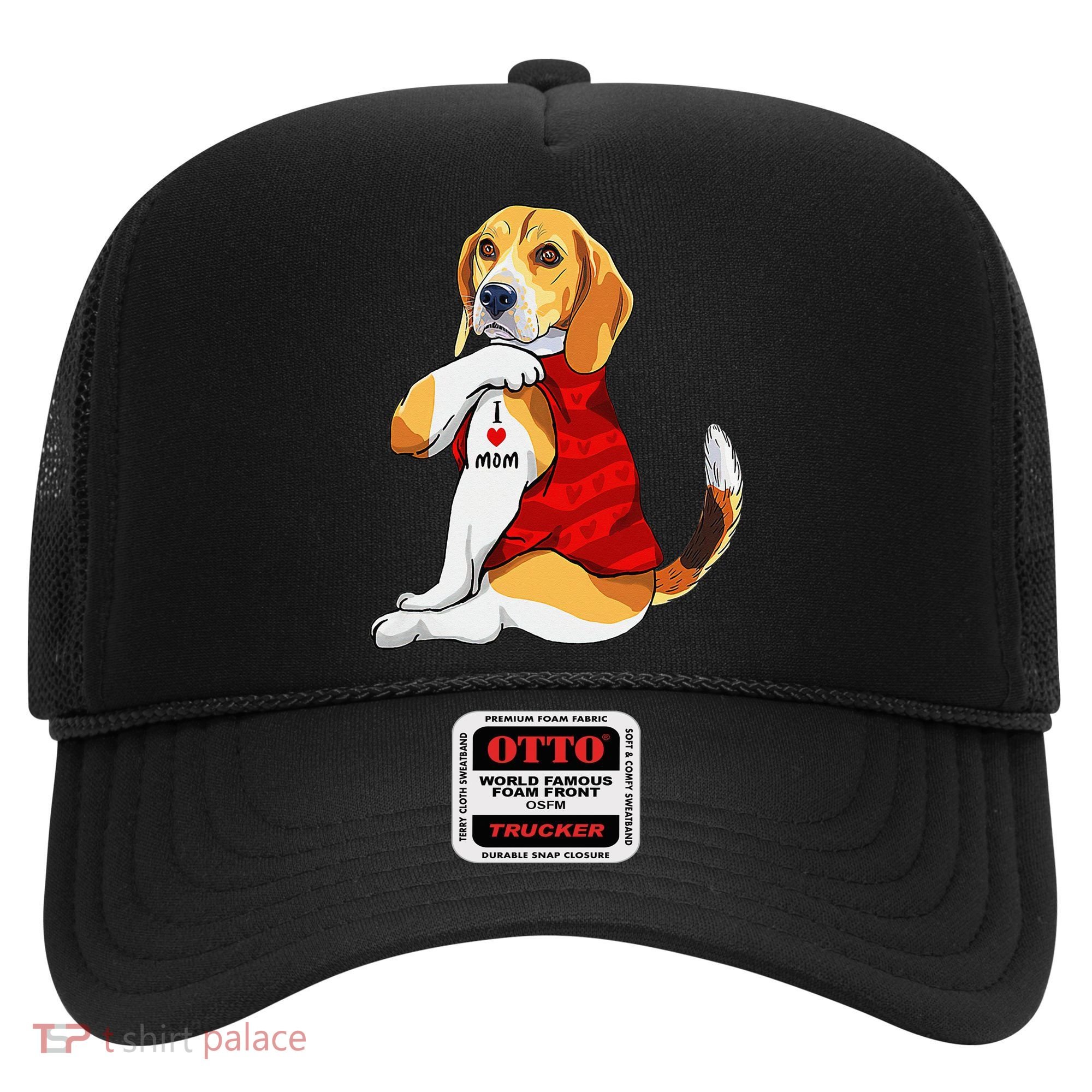 I Love Mom Tattoo Beagle Dog Lover Hat