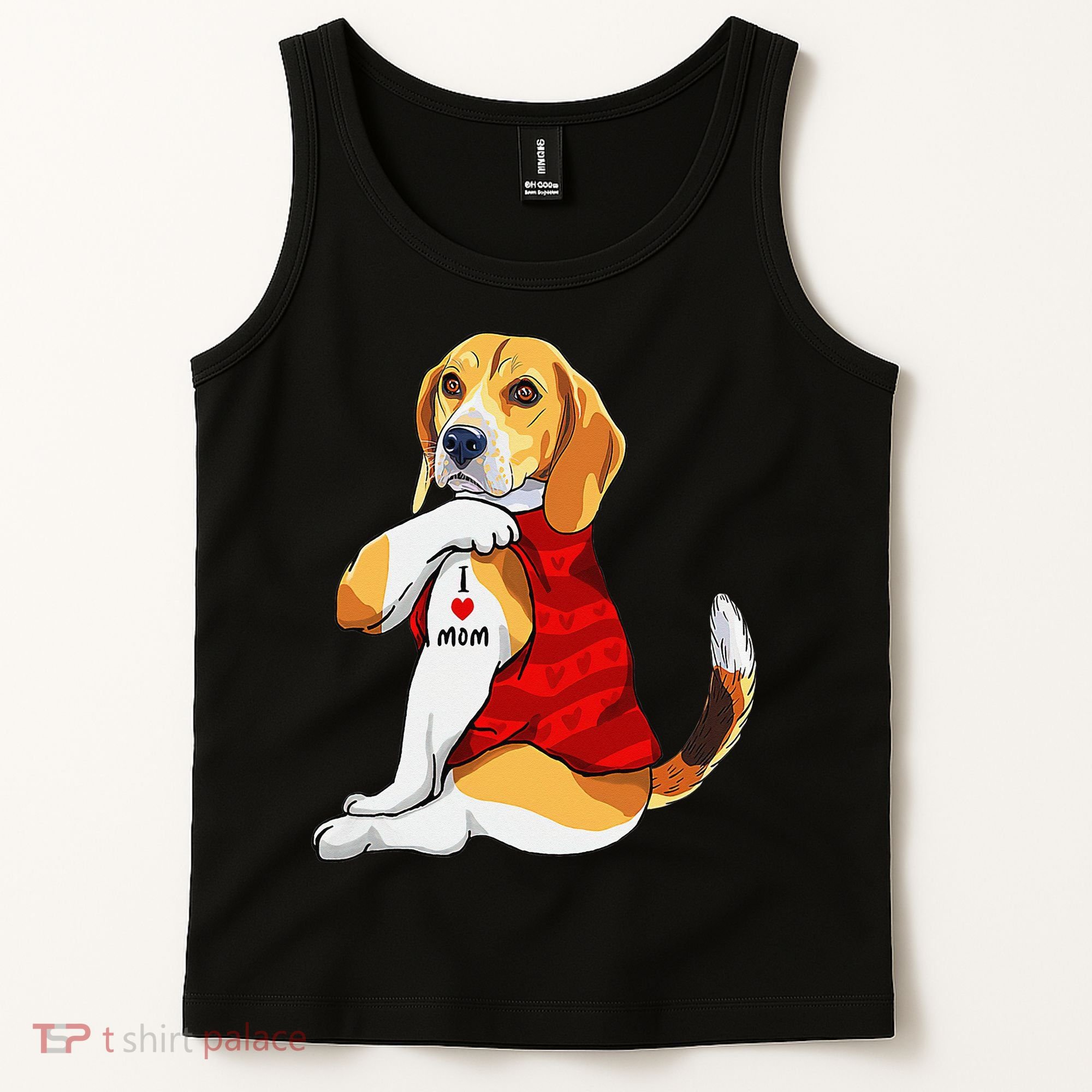 I Love Mom Tattoo Beagle Dog Lover Tank Top