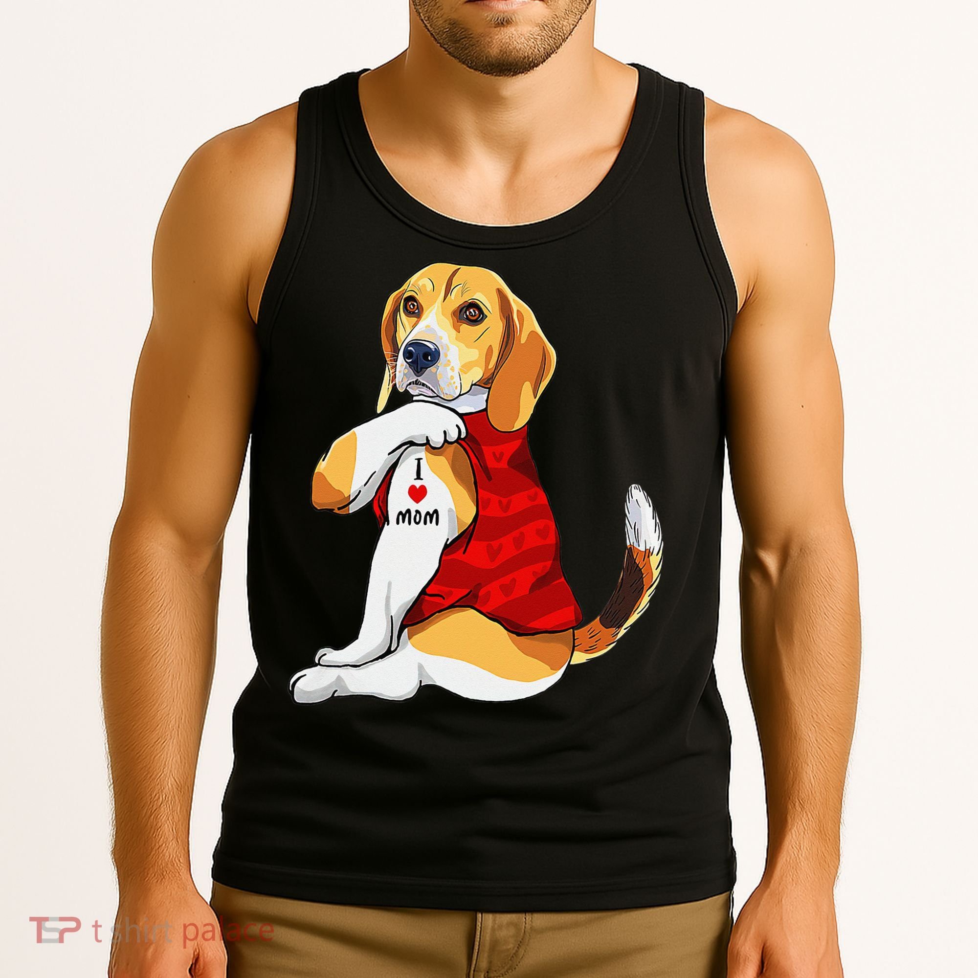 I Love Mom Tattoo Beagle Dog Lover Tank Top