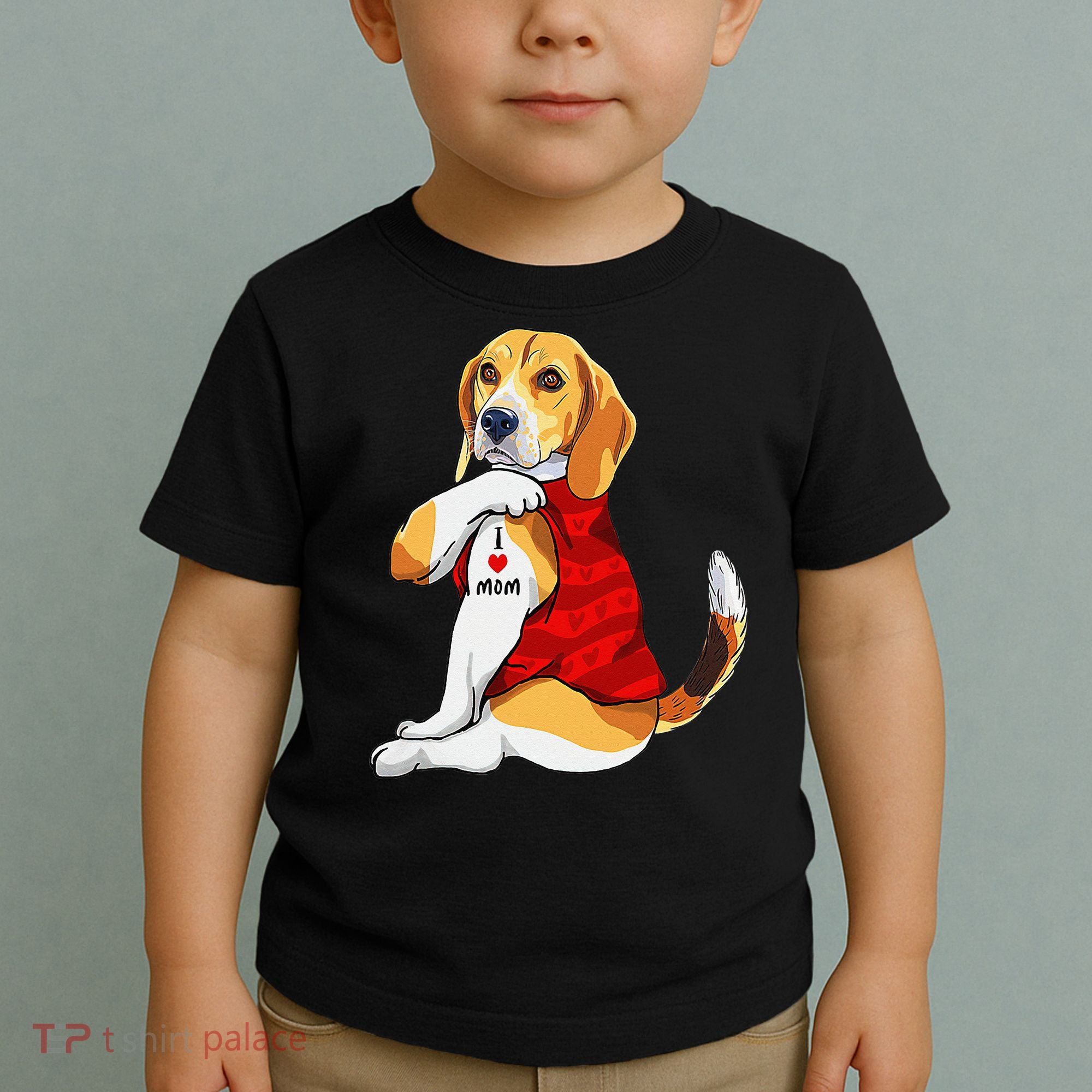 I Love Mom Tattoo Beagle Dog Lover Toddler T-Shirt