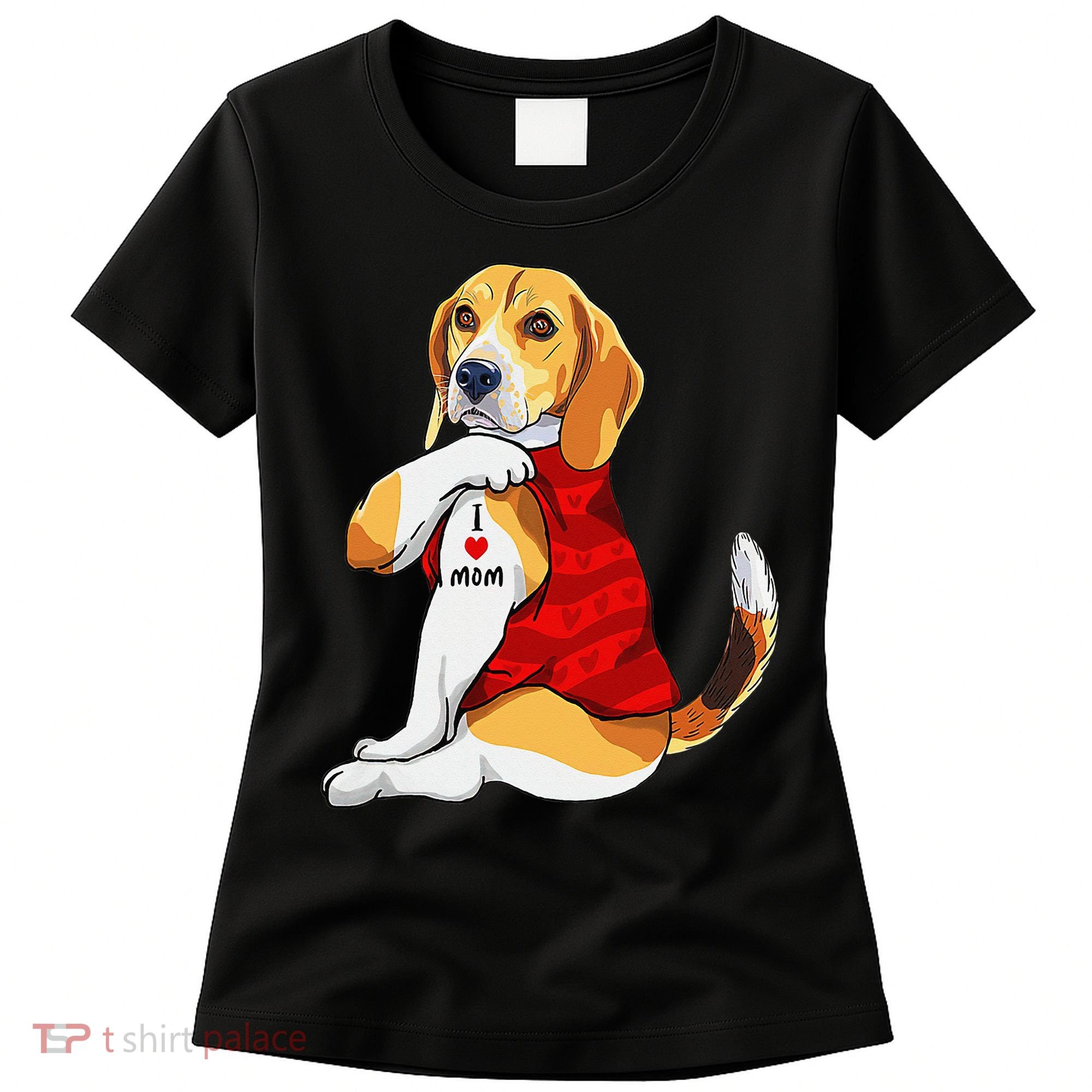 I Love Mom Tattoo Beagle Dog Lover Women's T-Shirt