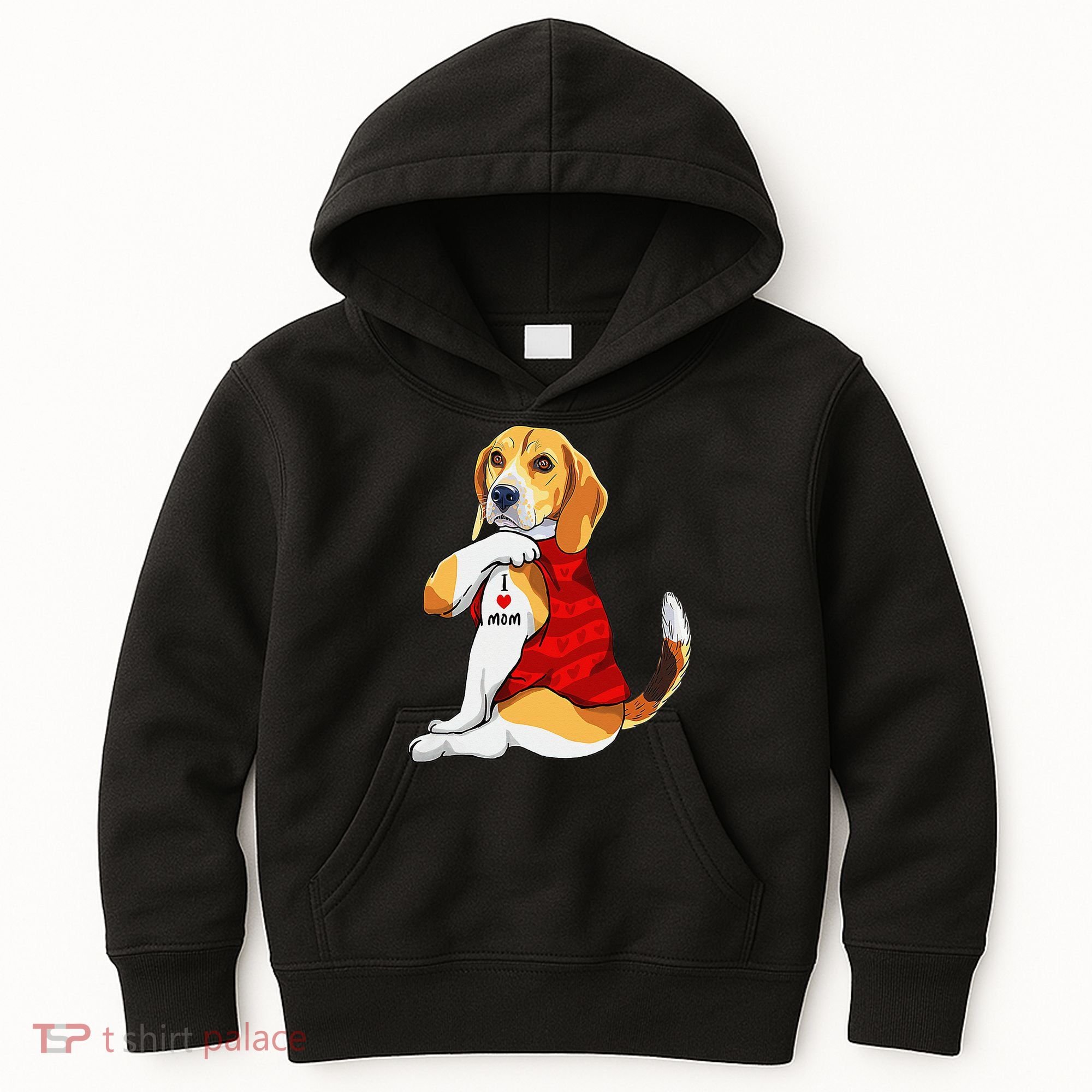 I Love Mom Tattoo Beagle Dog Lover Kids Hoodie