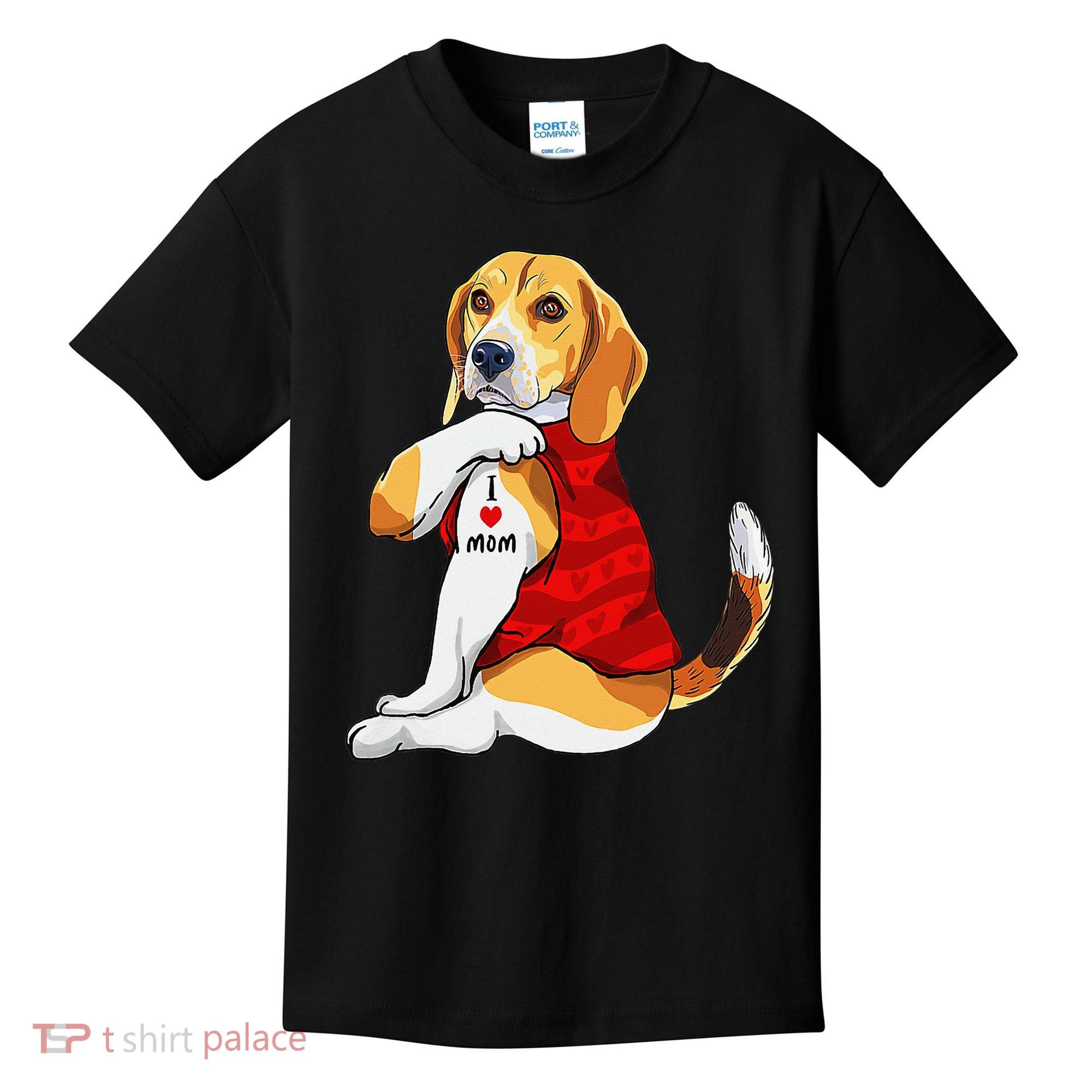 I Love Mom Tattoo Beagle Dog Lover Kids T-Shirt