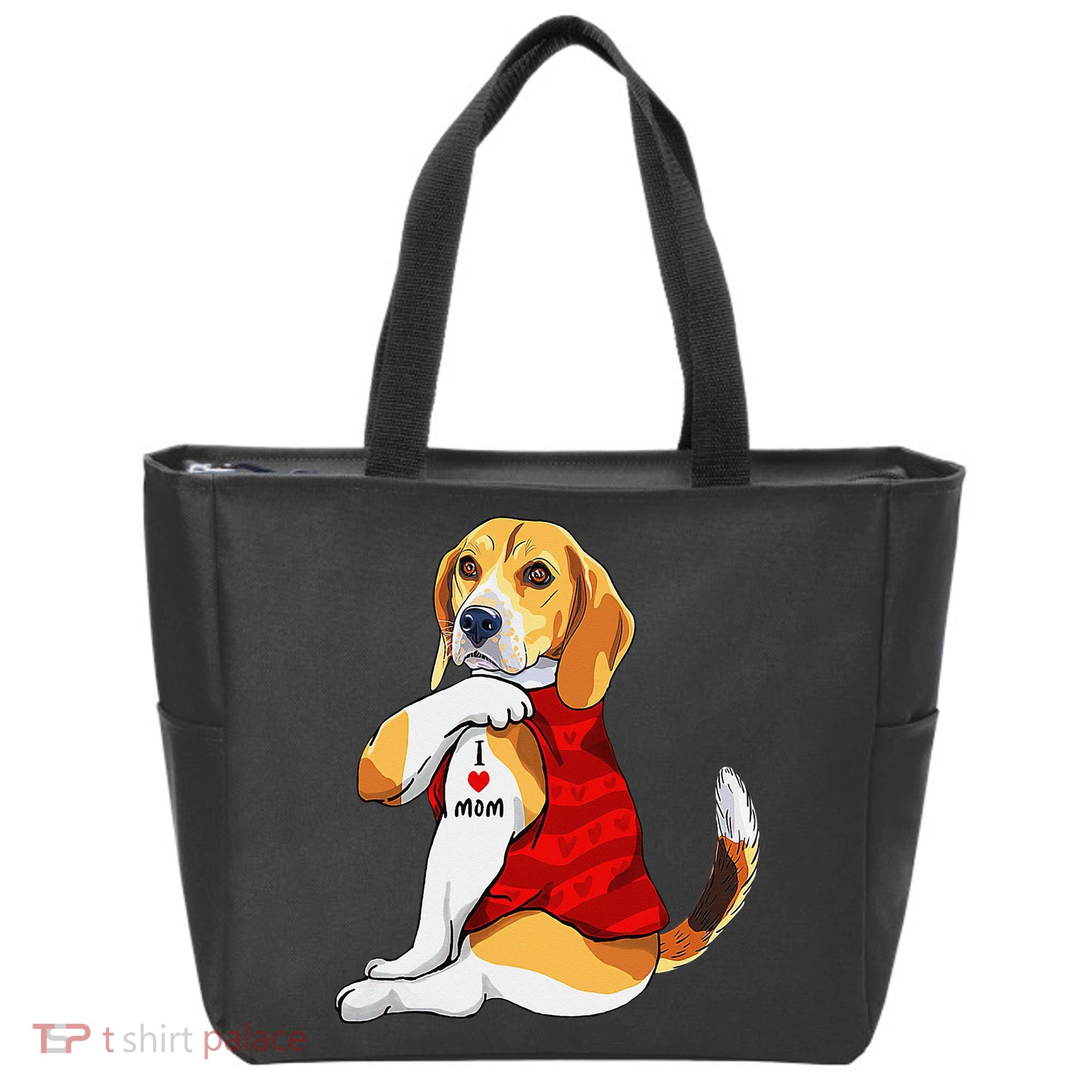I Love Mom Tattoo Beagle Dog Lover Tote Bag