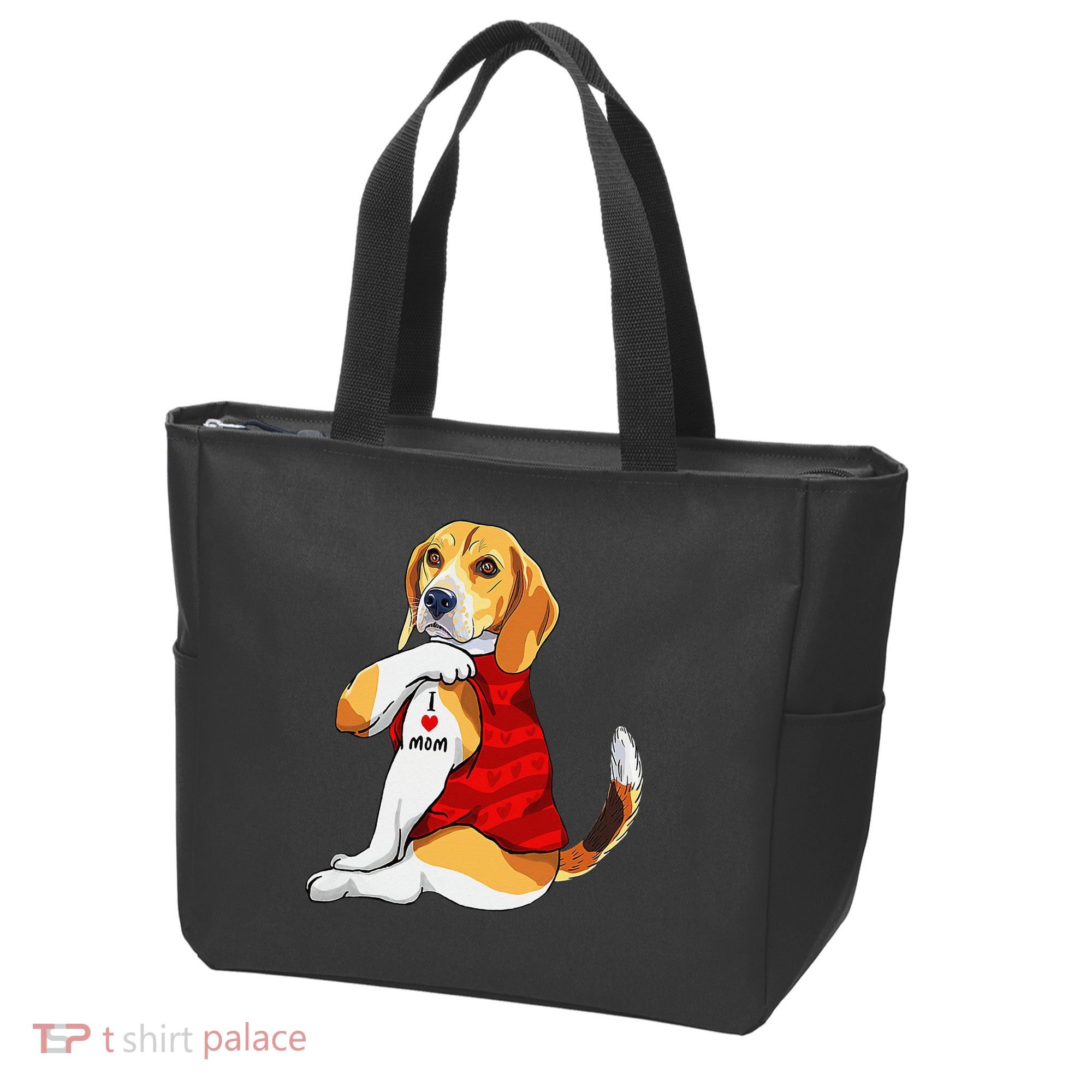 I Love Mom Tattoo Beagle Dog Lover Tote Bag