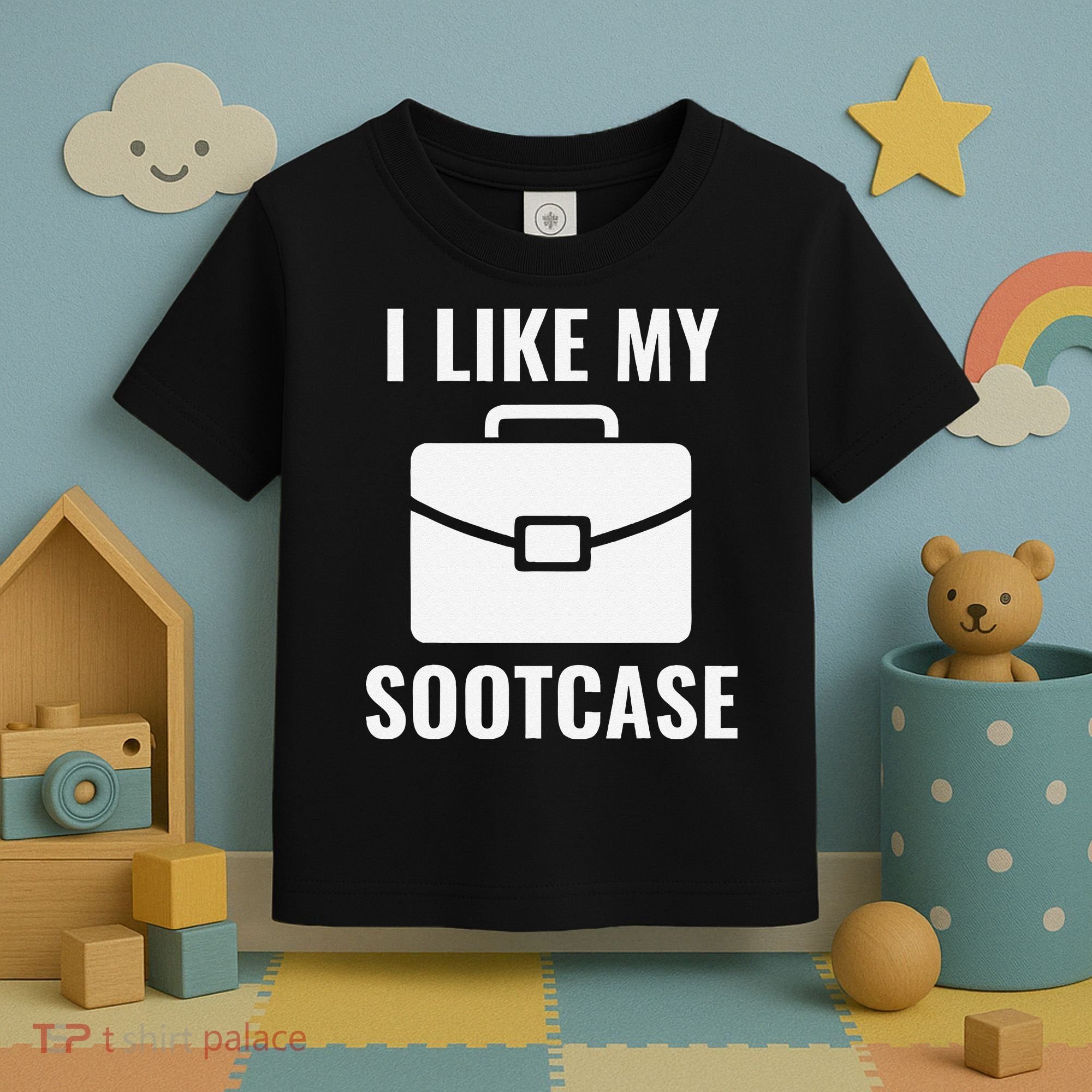 I Like My Sootcase Funny Suitcase Meme Viral Sarcastic Pun Toddler T-Shirt