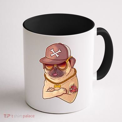 I Love Mom Tattoo Pug Dog Coffee Mug back