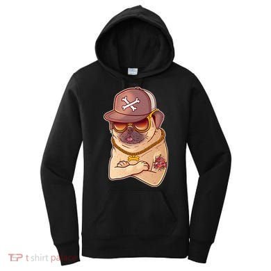 I Love Mom Tattoo Pug Dog Women's Hoodie