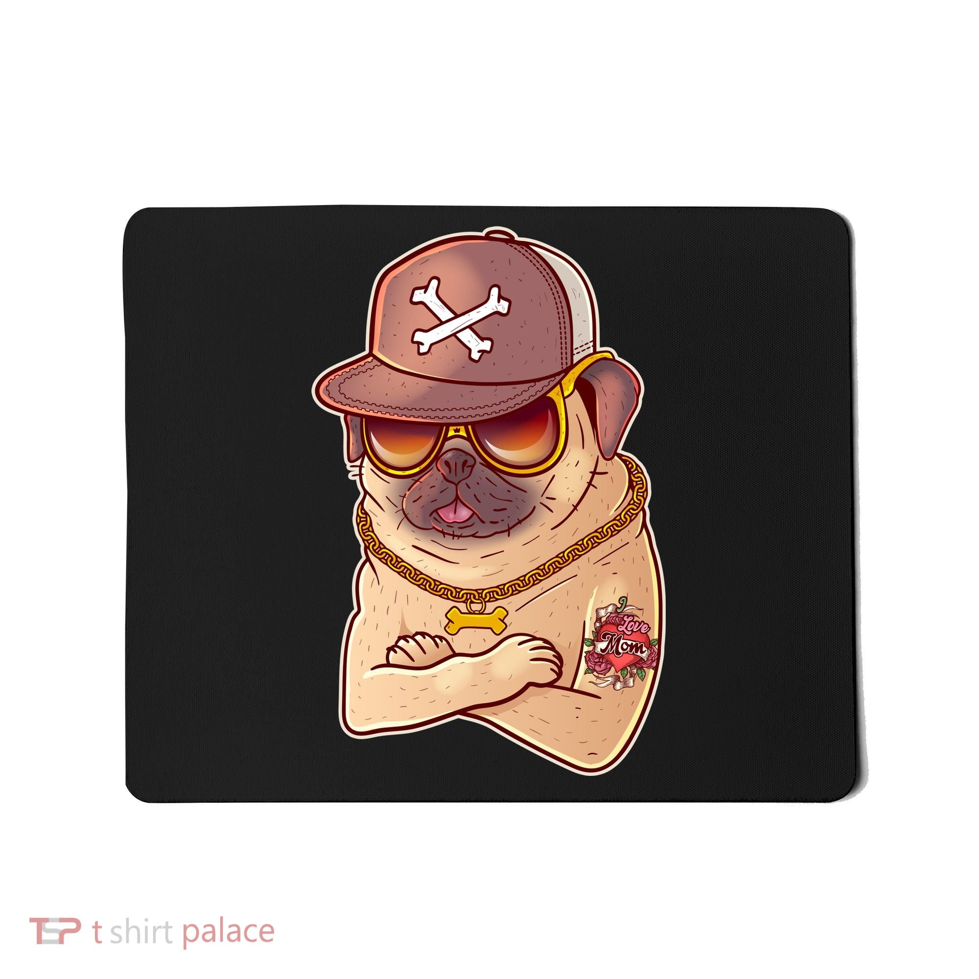 I Love Mom Tattoo Pug Dog Mousepad