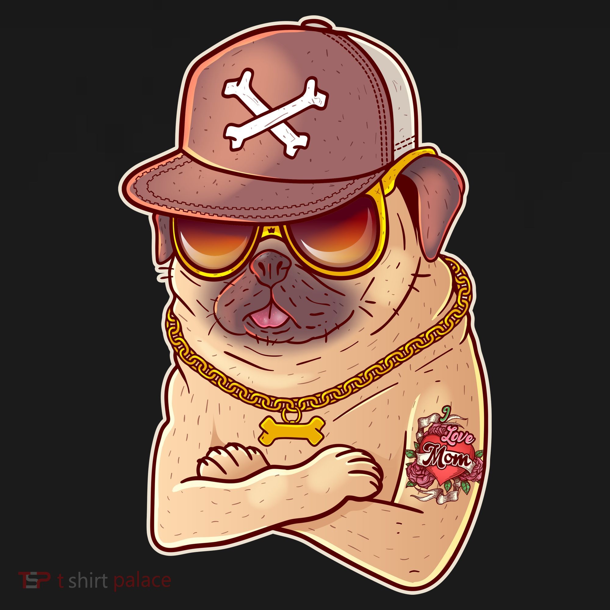 I Love Mom Tattoo Pug Dog Women's Tank Top