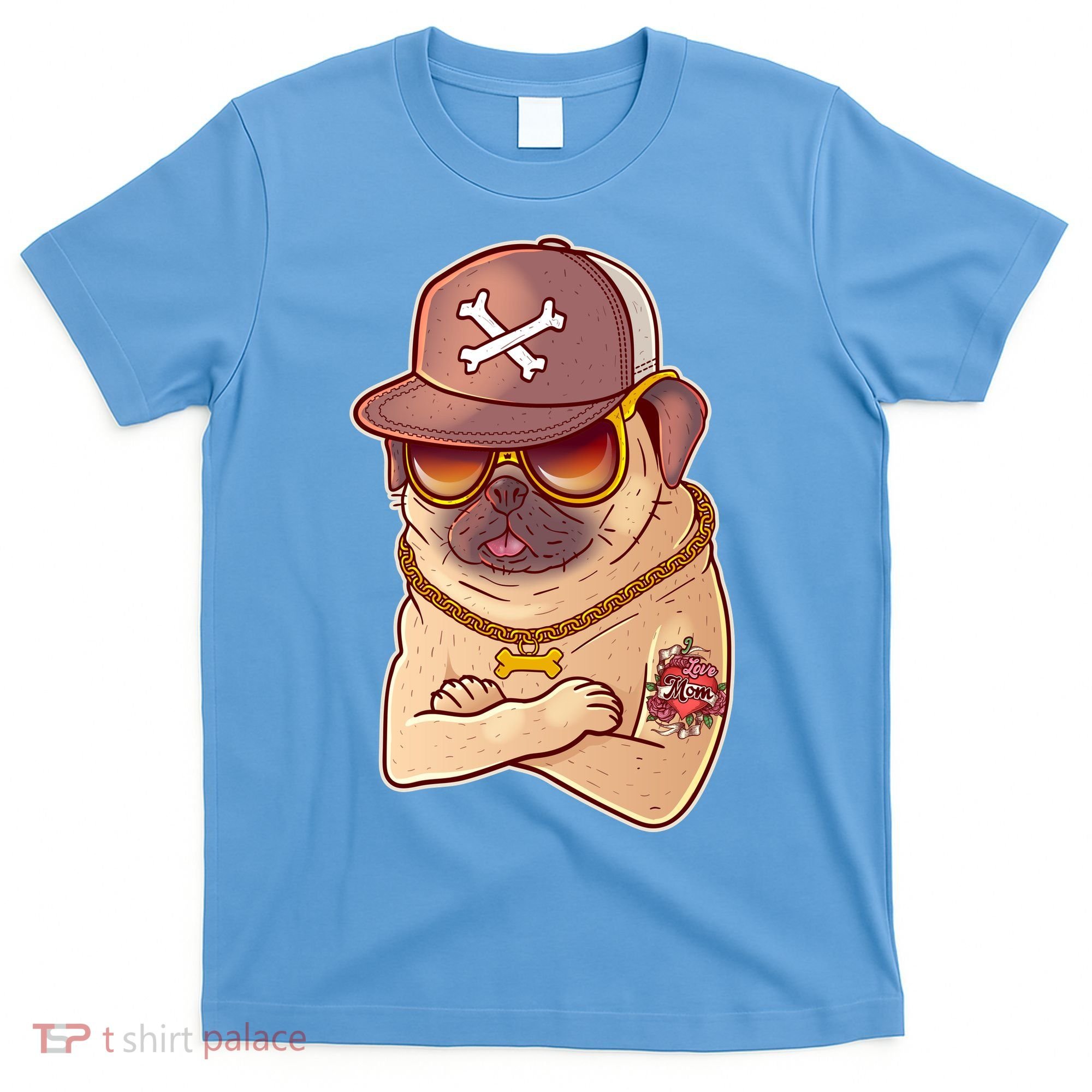 I Love Mom Tattoo Pug Dog T-Shirt