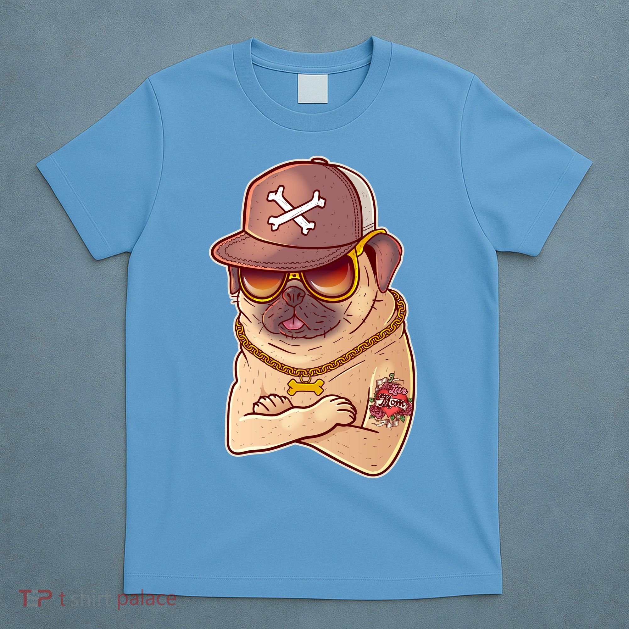 I Love Mom Tattoo Pug Dog T-Shirt