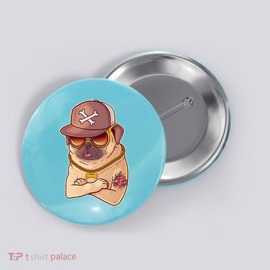 I Love Mom Tattoo Pug Dog Button