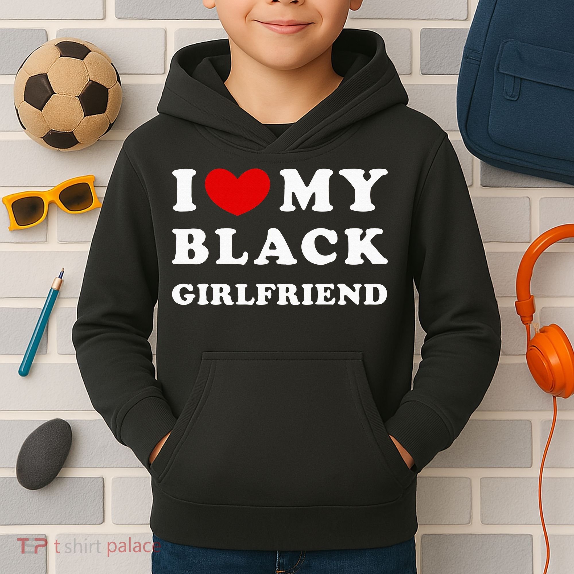 I Love My Black Girlfriend Kids Hoodie