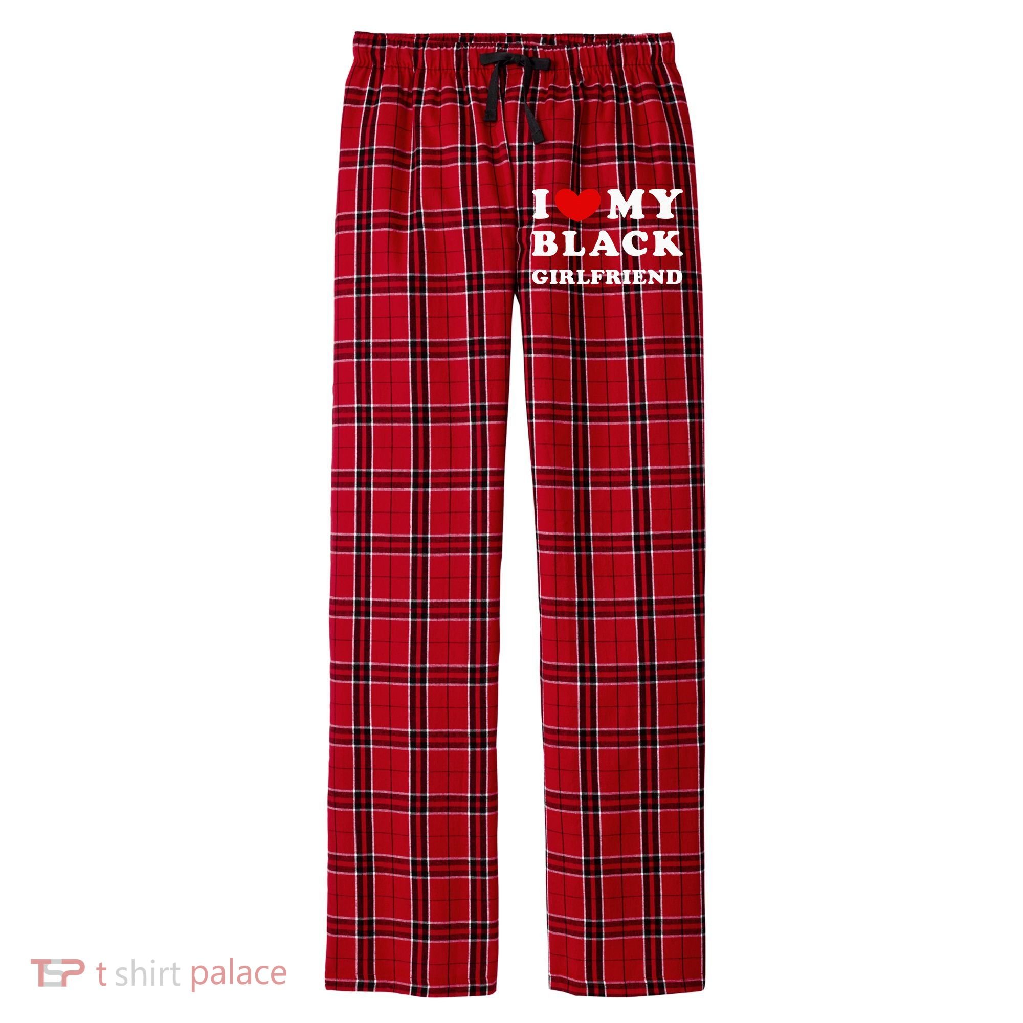 I Love My Black Girlfriend Men's Flannel Plaid Pajama Pants