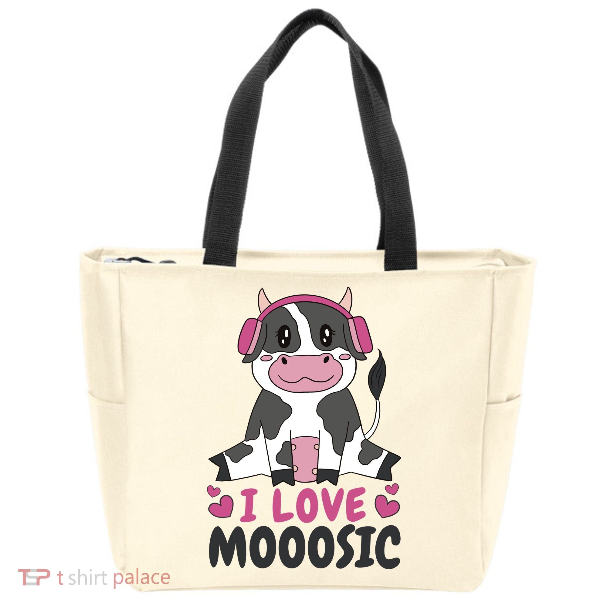 I Love Music Cow Tote Bag