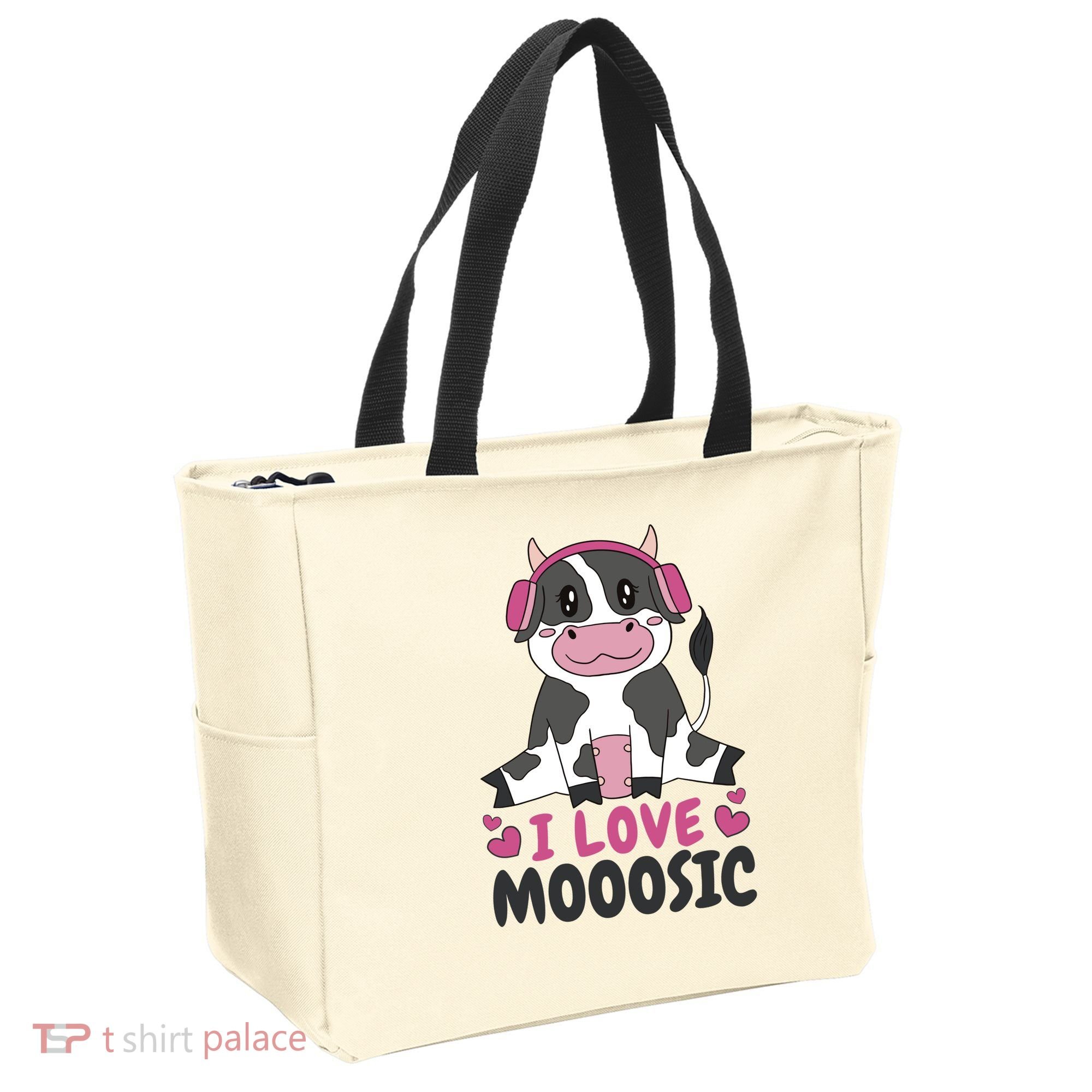 I Love Music Cow Tote Bag