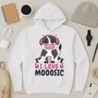 I Love Music Cow Hoodie thumb 3