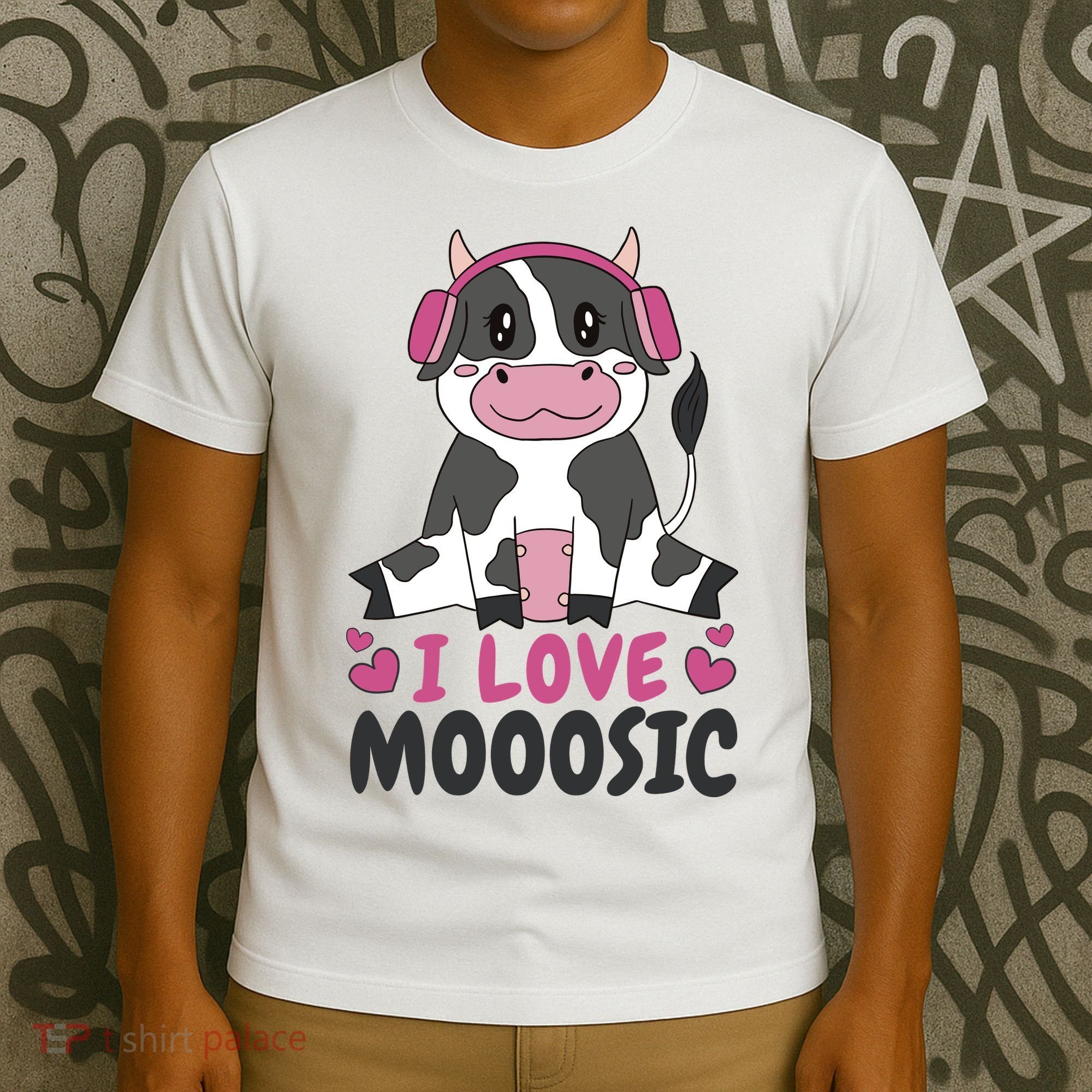 I Love Music Cow T-Shirt