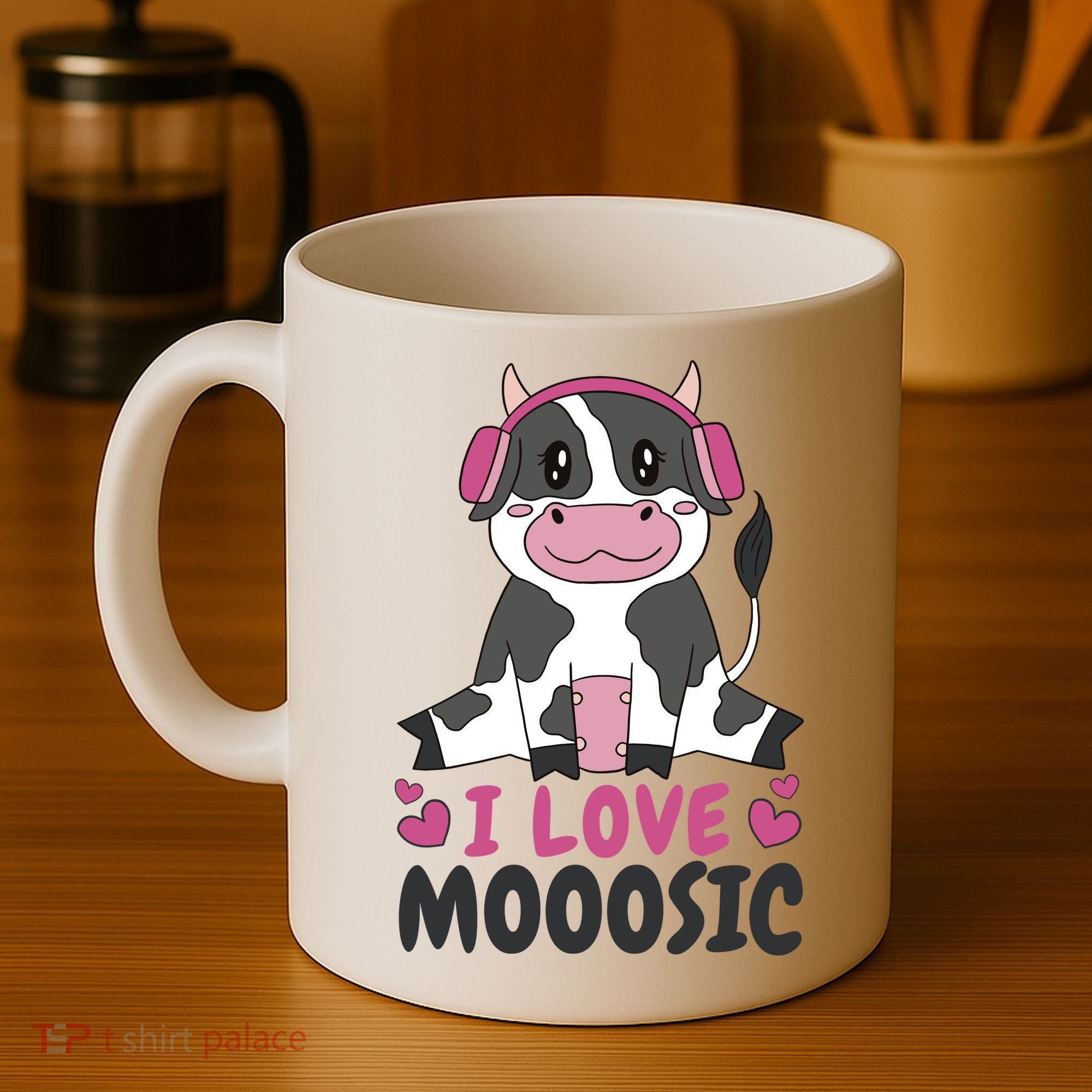 I Love Music Cow Coffee Mug