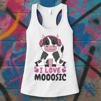 I Love Music Cow Women's Tank Top thumb 3